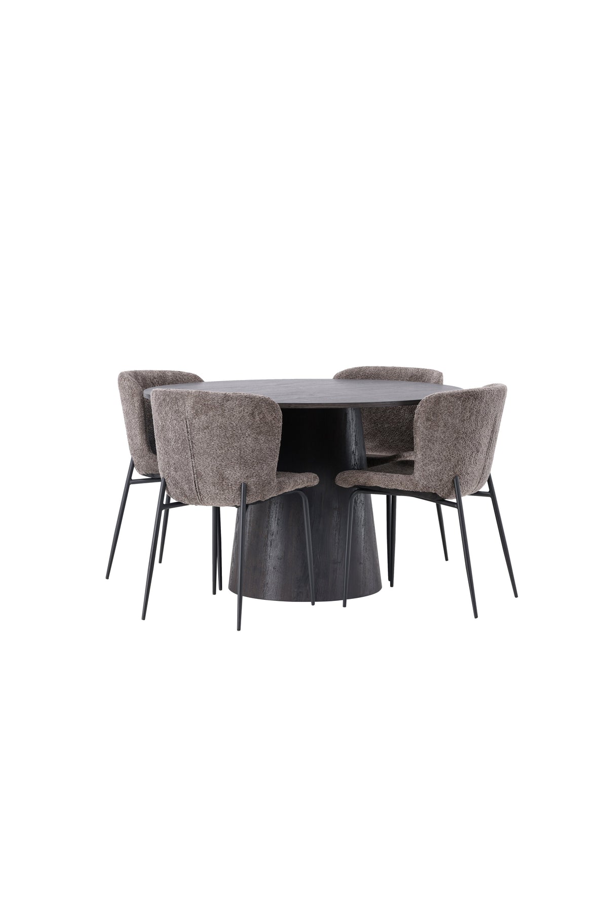 Lanzo Esszimmerset + Modesto ⌀120cm/4St. in Braun / Schwarz / Dunkelgrau präsentiert im Onlineshop von KAQTU Design AG. Esszimmerset ist von Venture Home