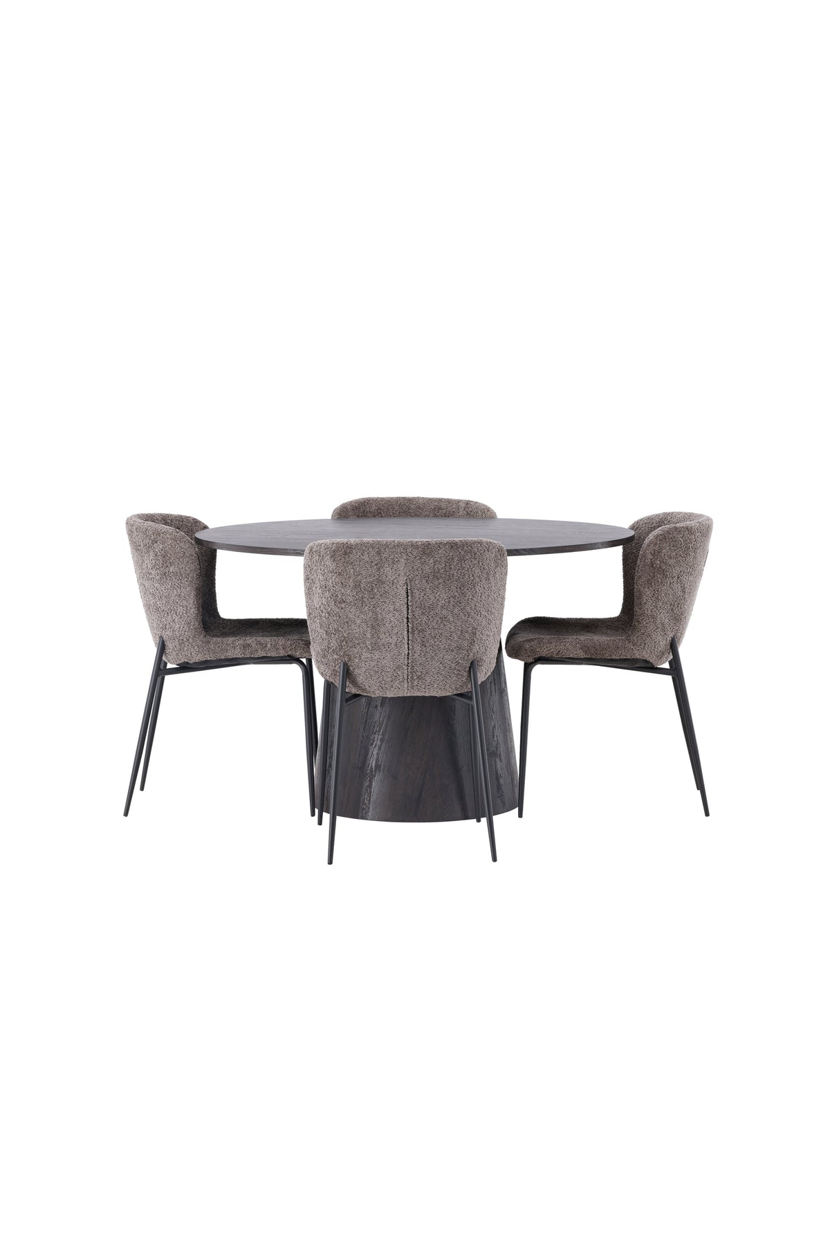 Lanzo Esszimmerset + Modesto ⌀120cm/4St. in Braun / Schwarz / Dunkelgrau präsentiert im Onlineshop von KAQTU Design AG. Esszimmerset ist von Venture Home