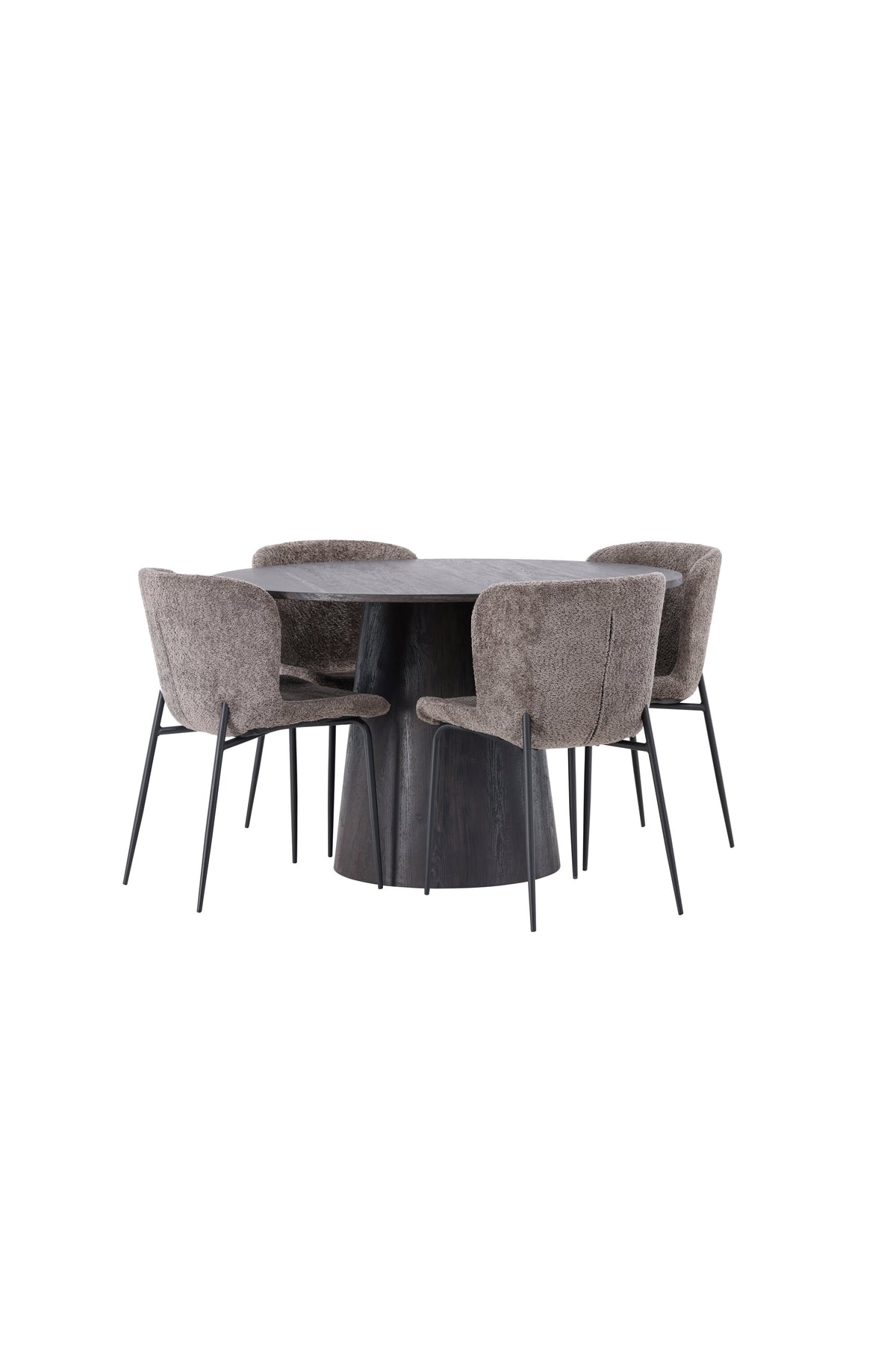 Lanzo Esszimmerset + Modesto ⌀120cm/4St. in Braun / Schwarz / Dunkelgrau präsentiert im Onlineshop von KAQTU Design AG. Esszimmerset ist von Venture Home
