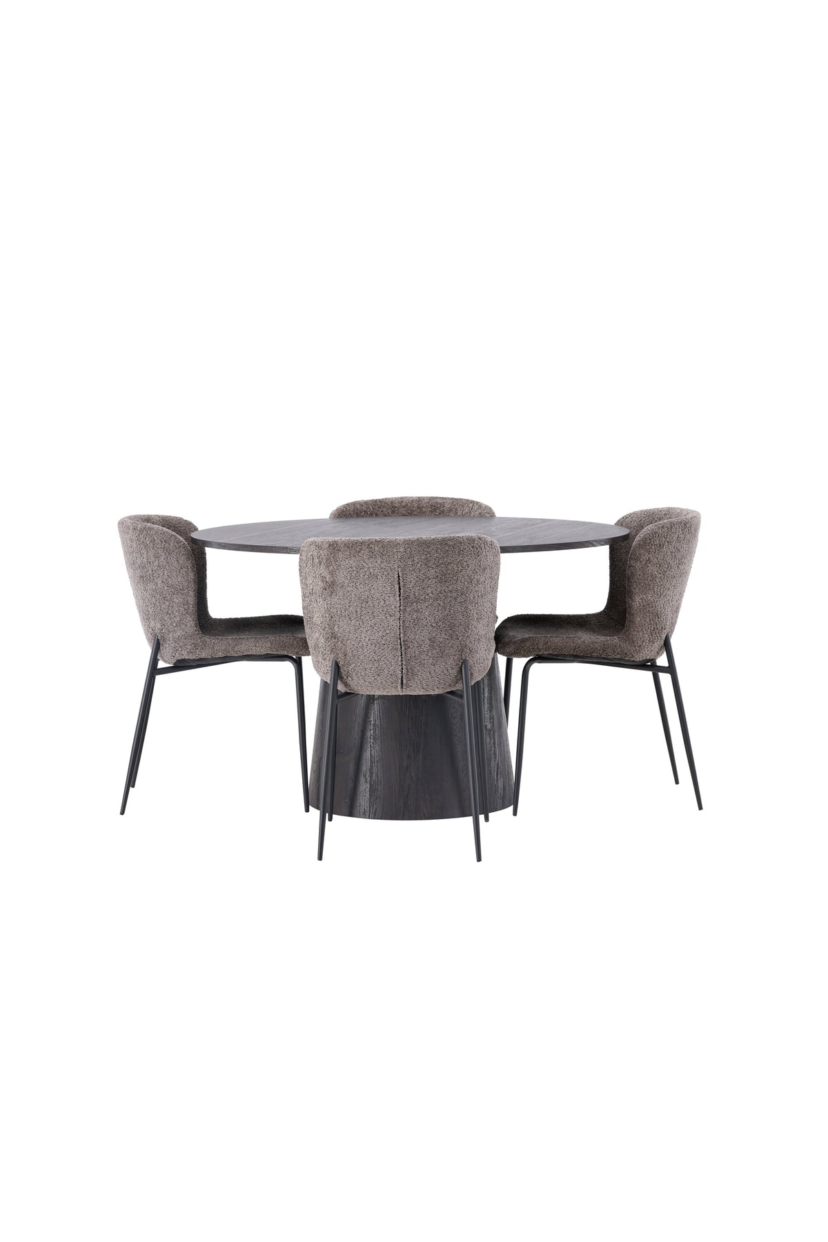 Lanzo Esszimmerset + Modesto ⌀120cm/4St. in Braun / Schwarz / Dunkelgrau präsentiert im Onlineshop von KAQTU Design AG. Esszimmerset ist von Venture Home