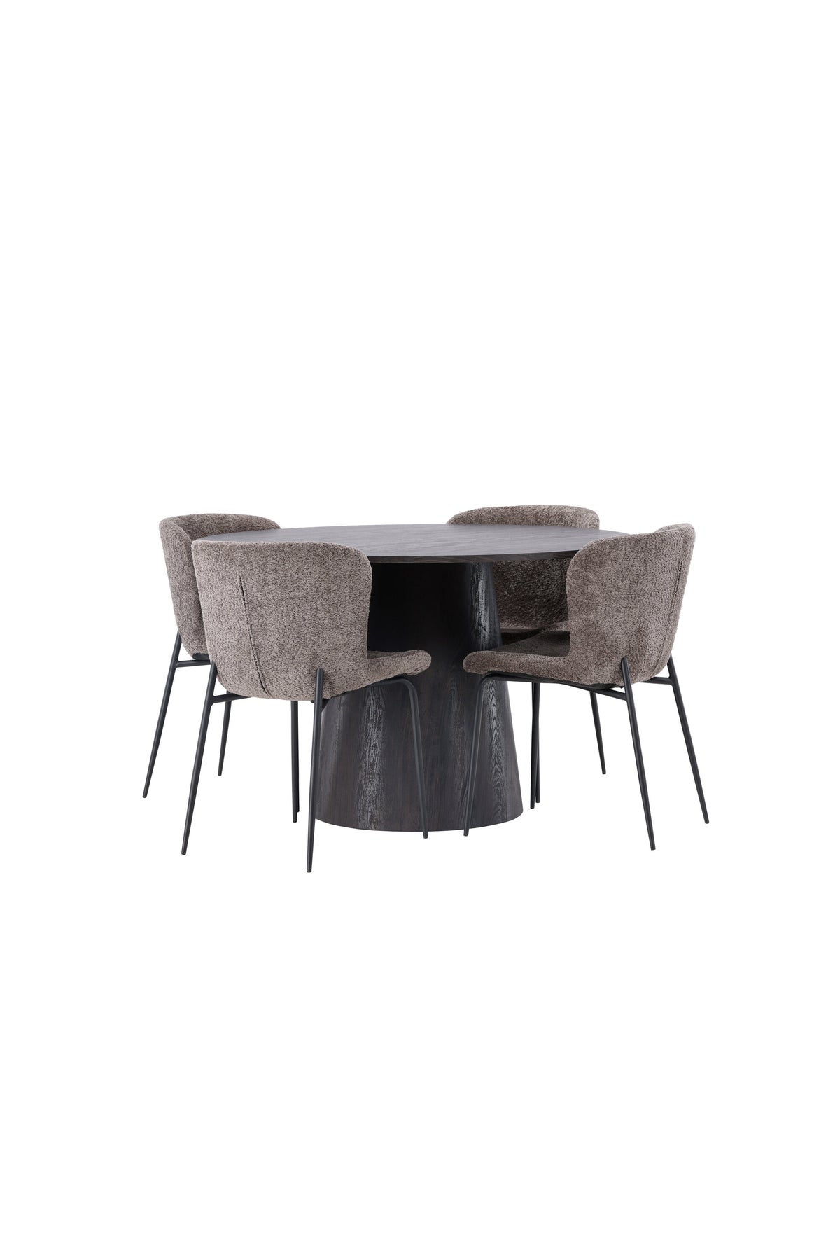 Lanzo Esszimmerset + Modesto ⌀120cm/4St. in Braun / Schwarz / Dunkelgrau präsentiert im Onlineshop von KAQTU Design AG. Esszimmerset ist von Venture Home