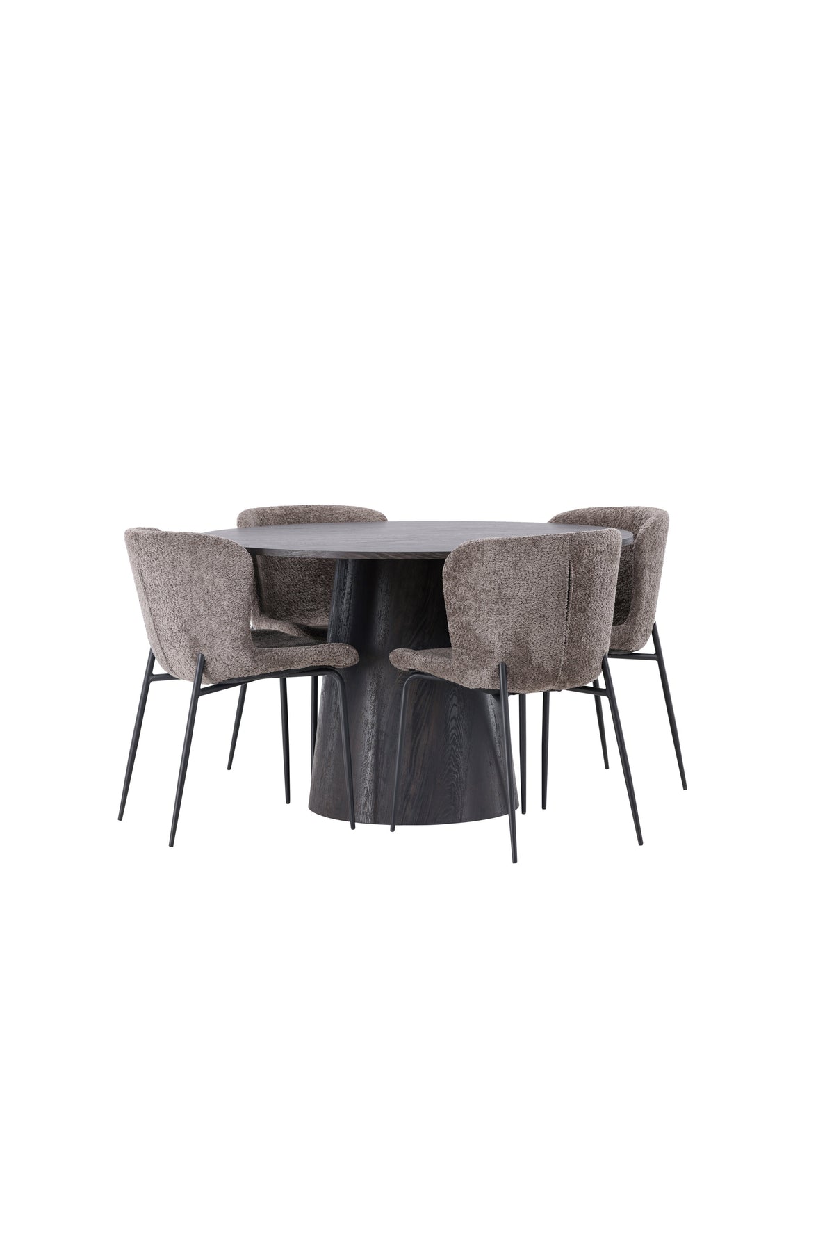 Lanzo Esszimmerset + Modesto ⌀120cm/4St. in Braun / Schwarz / Dunkelgrau präsentiert im Onlineshop von KAQTU Design AG. Esszimmerset ist von Venture Home