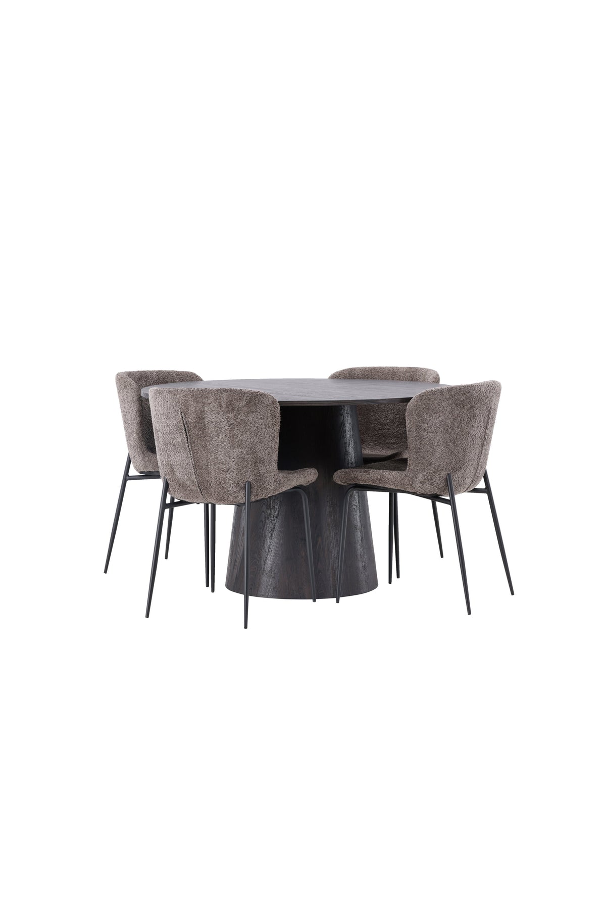 Lanzo Esszimmerset + Modesto ⌀120cm/4St. in Braun / Schwarz / Dunkelgrau präsentiert im Onlineshop von KAQTU Design AG. Esszimmerset ist von Venture Home
