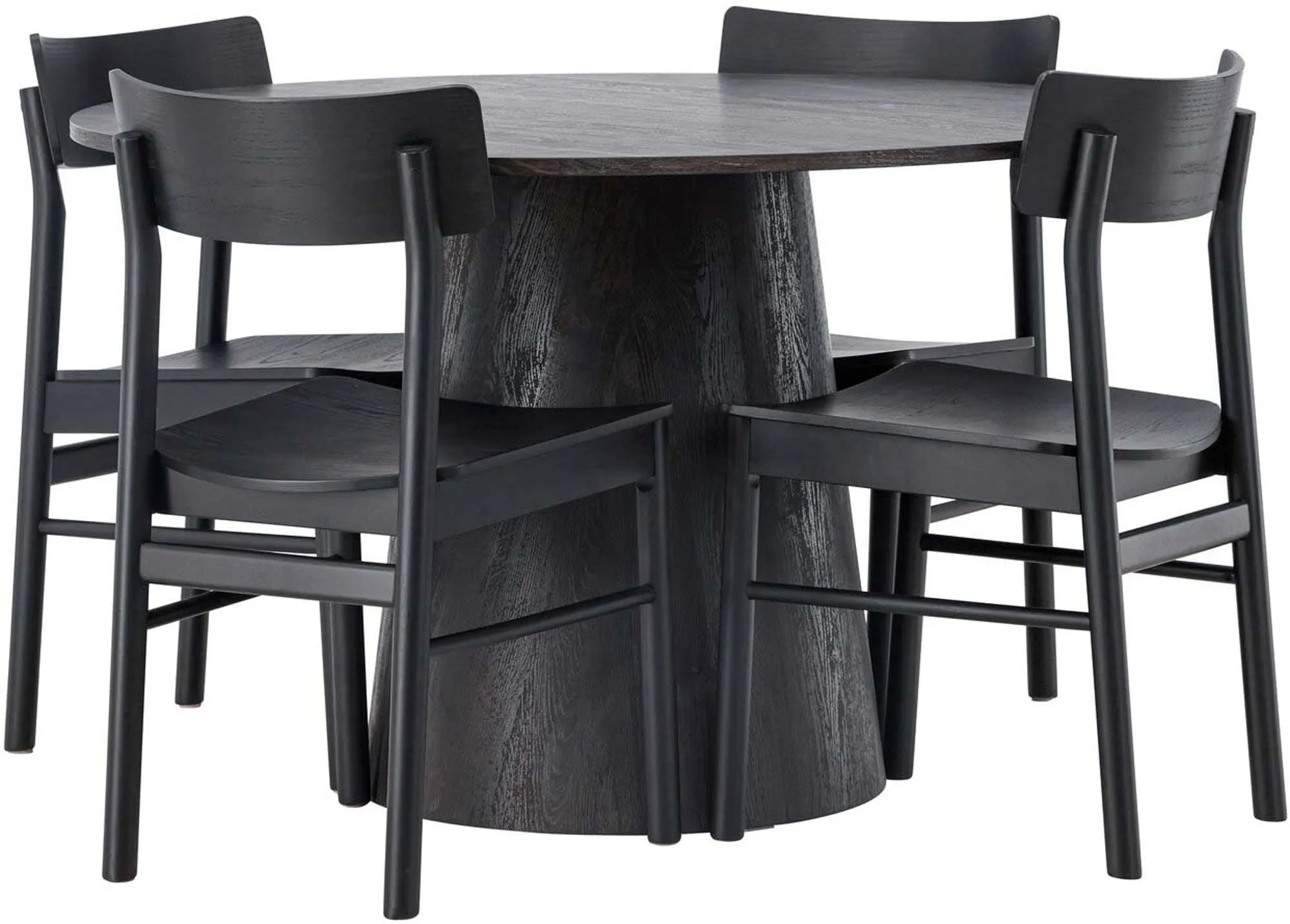 Stilvolles Esszimmerset Lanzo + Montros, 120cm, 4 Stühle, elegant.