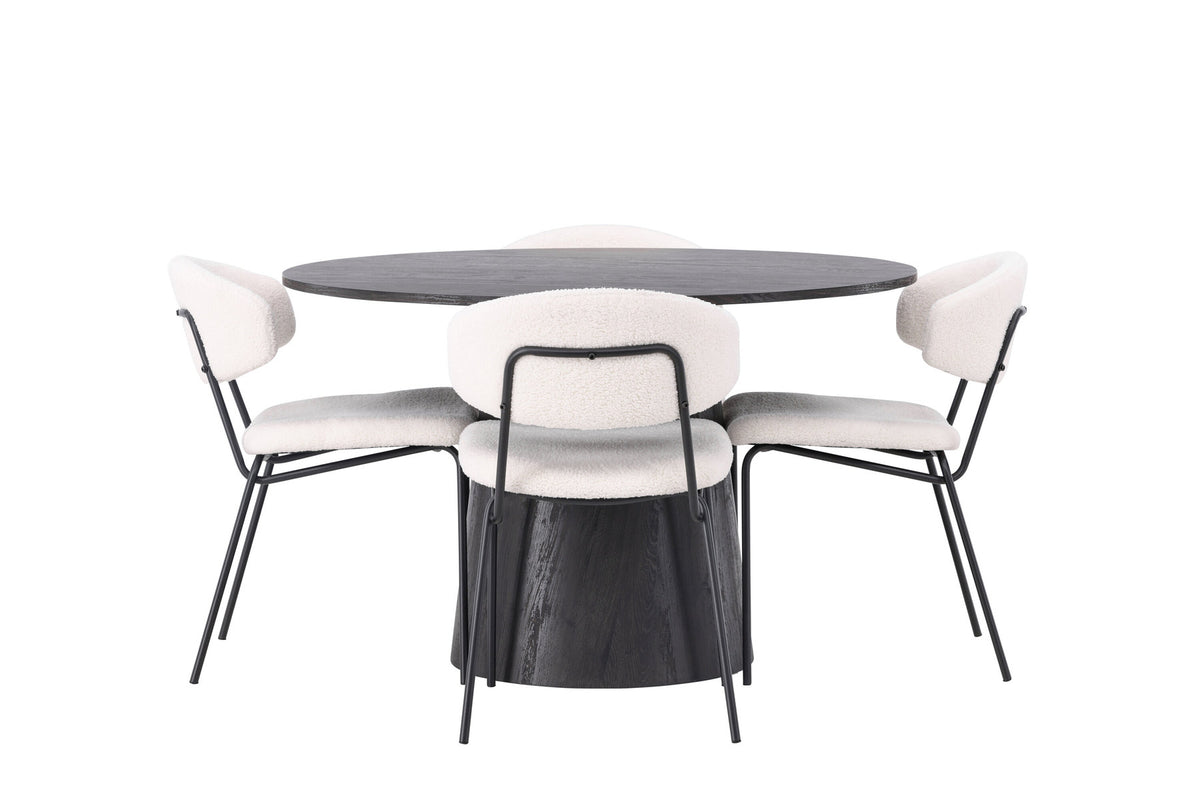 Lanzo Esszimmerset + Chico ⌀120cm/4St. in Braun / Weiss präsentiert im Onlineshop von KAQTU Design AG. Esszimmerset ist von Venture Home
