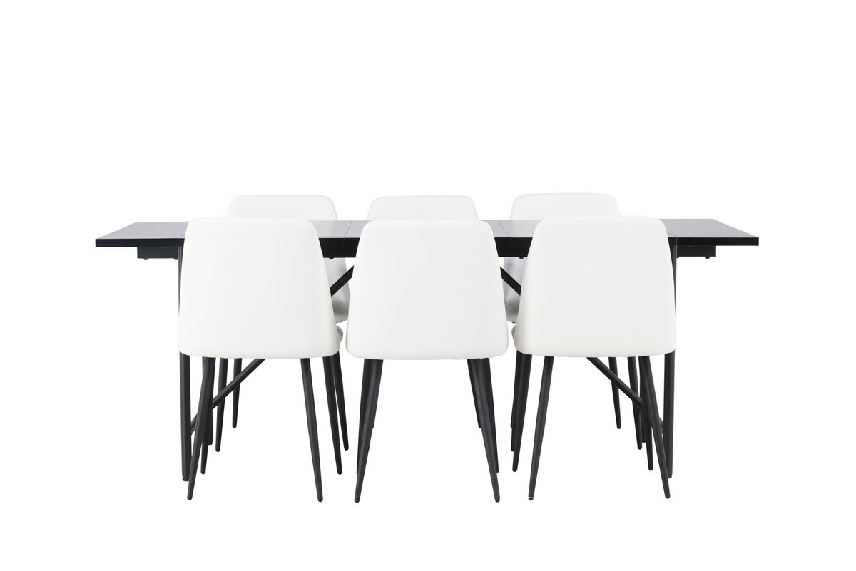 Astrid Esszimmerset + Night 200cm/6St. in Schwarz-Weiss präsentiert im Onlineshop von KAQTU Design AG. Esszimmerset ist von Venture Home