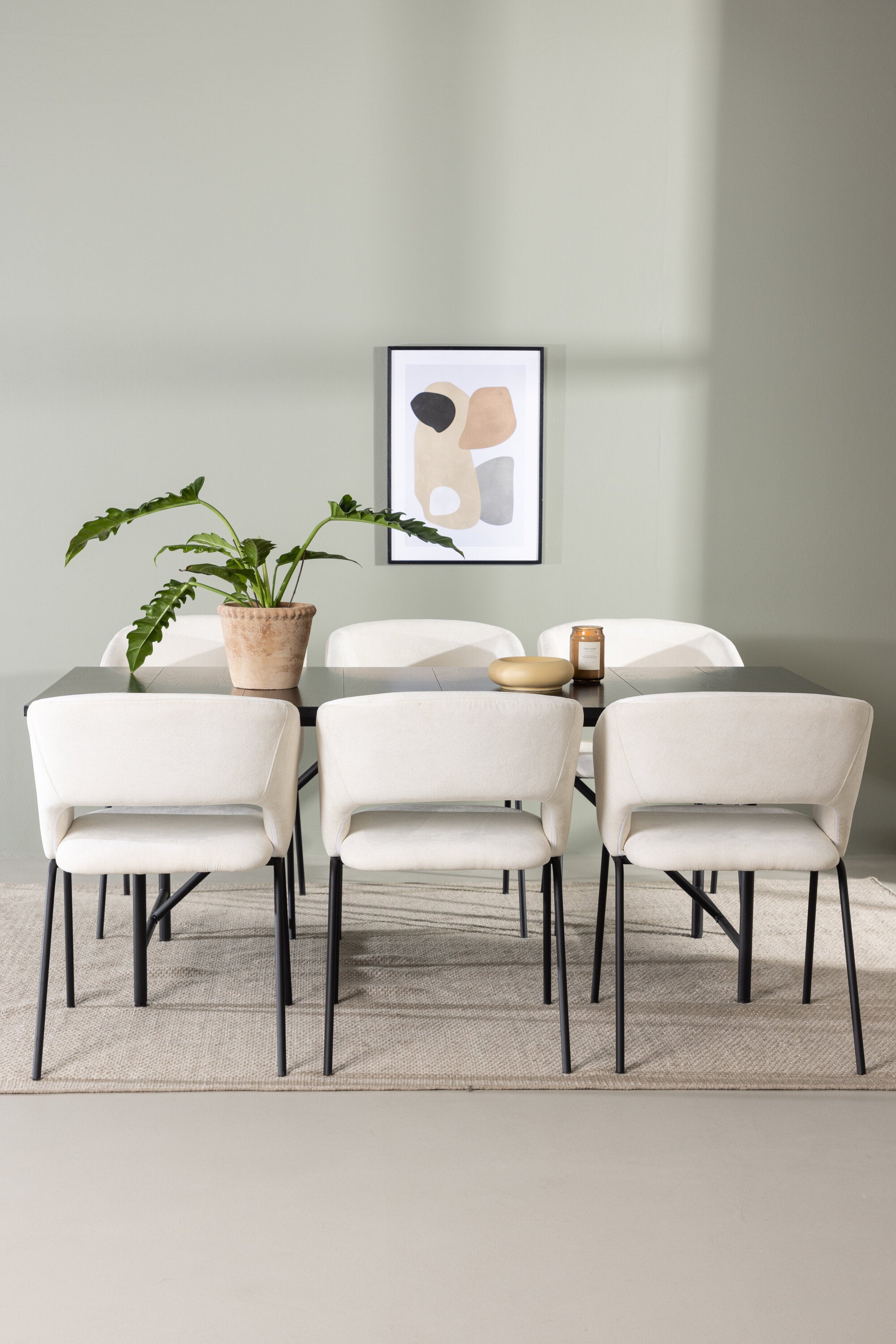 Astrid Esszimmerset + Day 200cm/6St. in Schwarz, gebrochenes Weiss präsentiert im Onlineshop von KAQTU Design AG. Esszimmerset ist von Venture Home