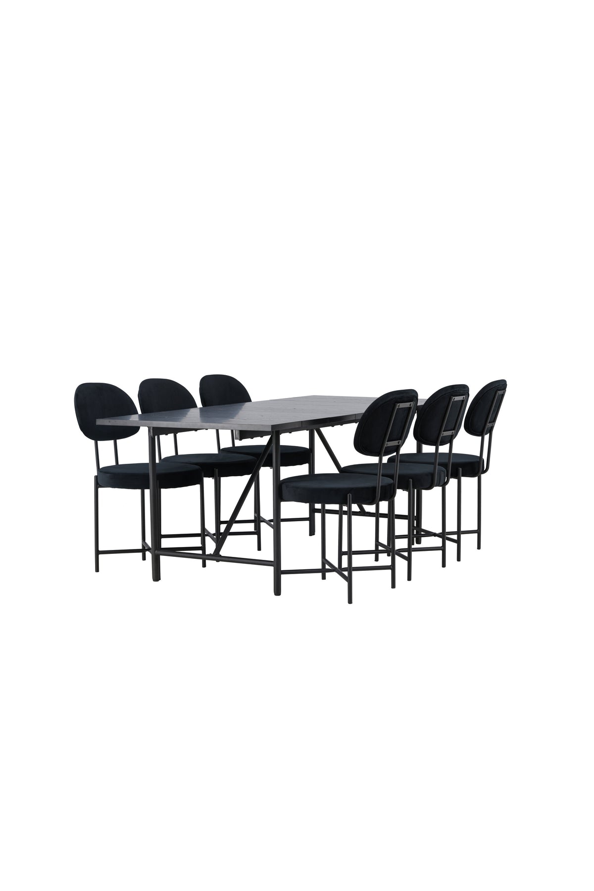 Astrid Esszimmerset + Stella 200cm/6St. in Schwarz präsentiert im Onlineshop von KAQTU Design AG. Esszimmerset ist von Venture Home