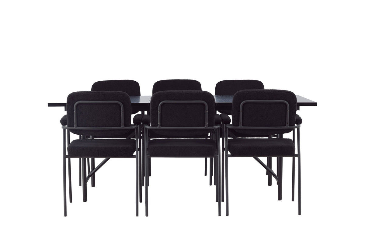 Astrid Esszimmerset + Yesterday 200cm/6St. in Schwarz präsentiert im Onlineshop von KAQTU Design AG. Esszimmerset ist von Venture Home