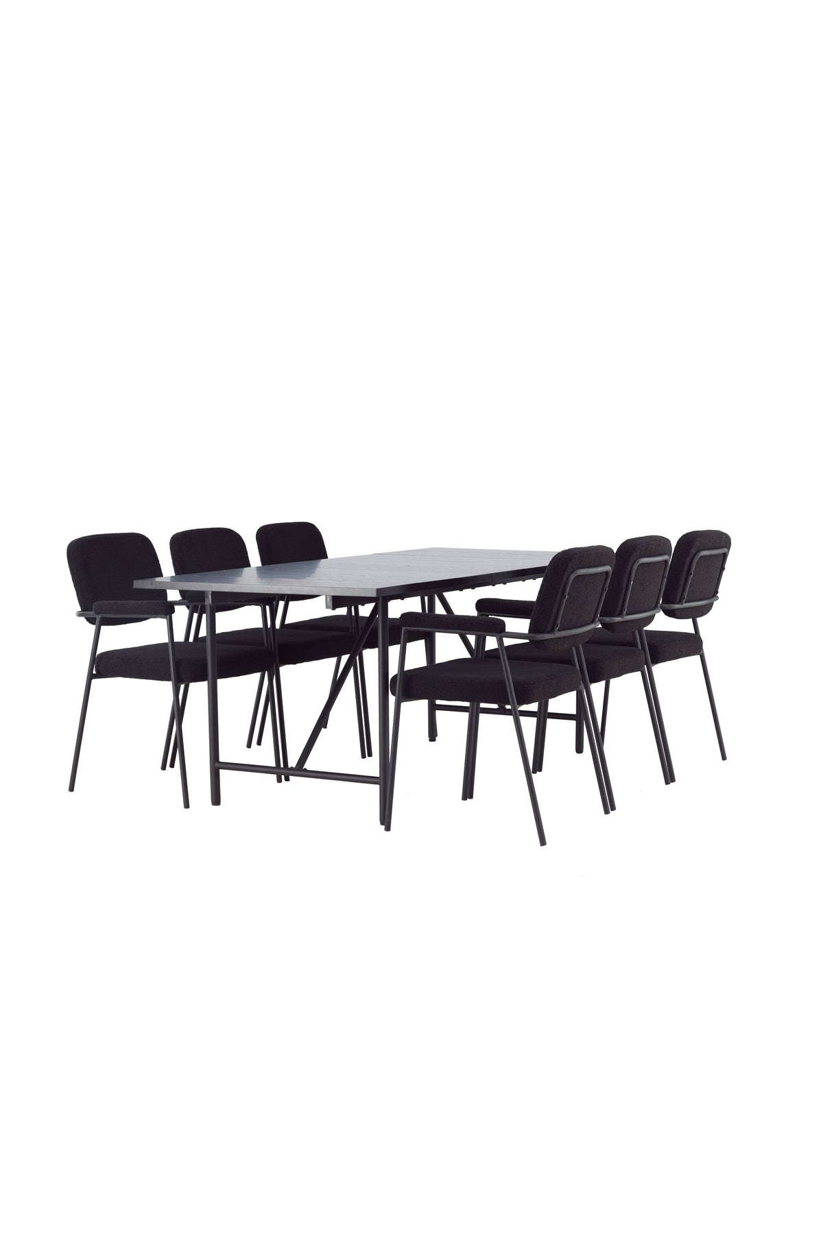 Astrid Esszimmerset + Yesterday 200cm/6St. in Schwarz präsentiert im Onlineshop von KAQTU Design AG. Esszimmerset ist von Venture Home