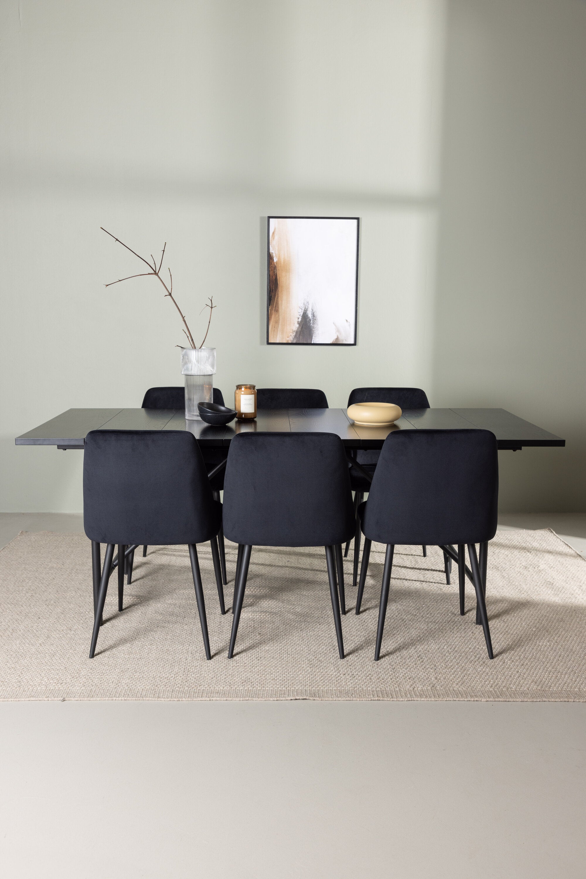 Astrid Esszimmerset + Night 200cm/6St. in Schwarz präsentiert im Onlineshop von KAQTU Design AG. Esszimmerset ist von Venture Home