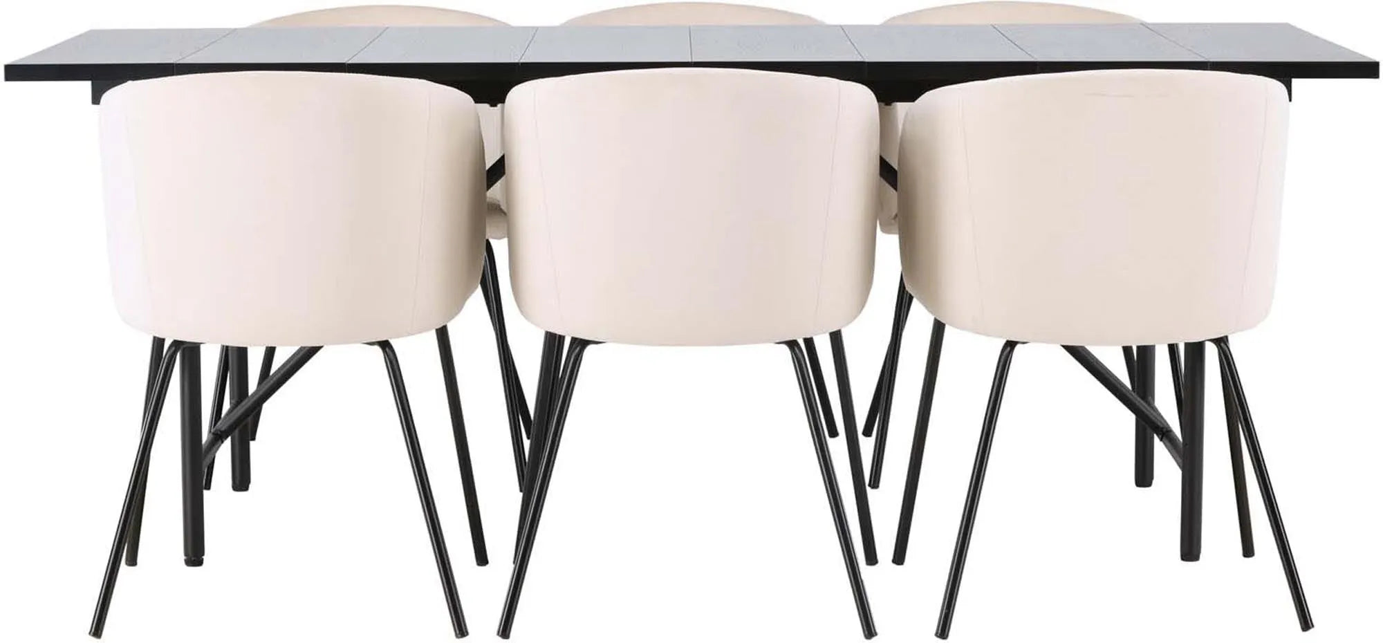 Elegantes Esszimmerset im skandinavischen Design: Astrid Tisch & 6 Berit Stühle, modern & komfortabel.
