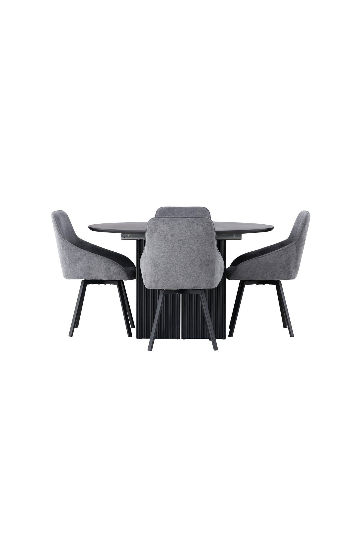 Matilda Esszimmerset + Rosie ⌀130cm/4St. in Schwarzgrau präsentiert im Onlineshop von KAQTU Design AG. Esszimmerset ist von Venture Home