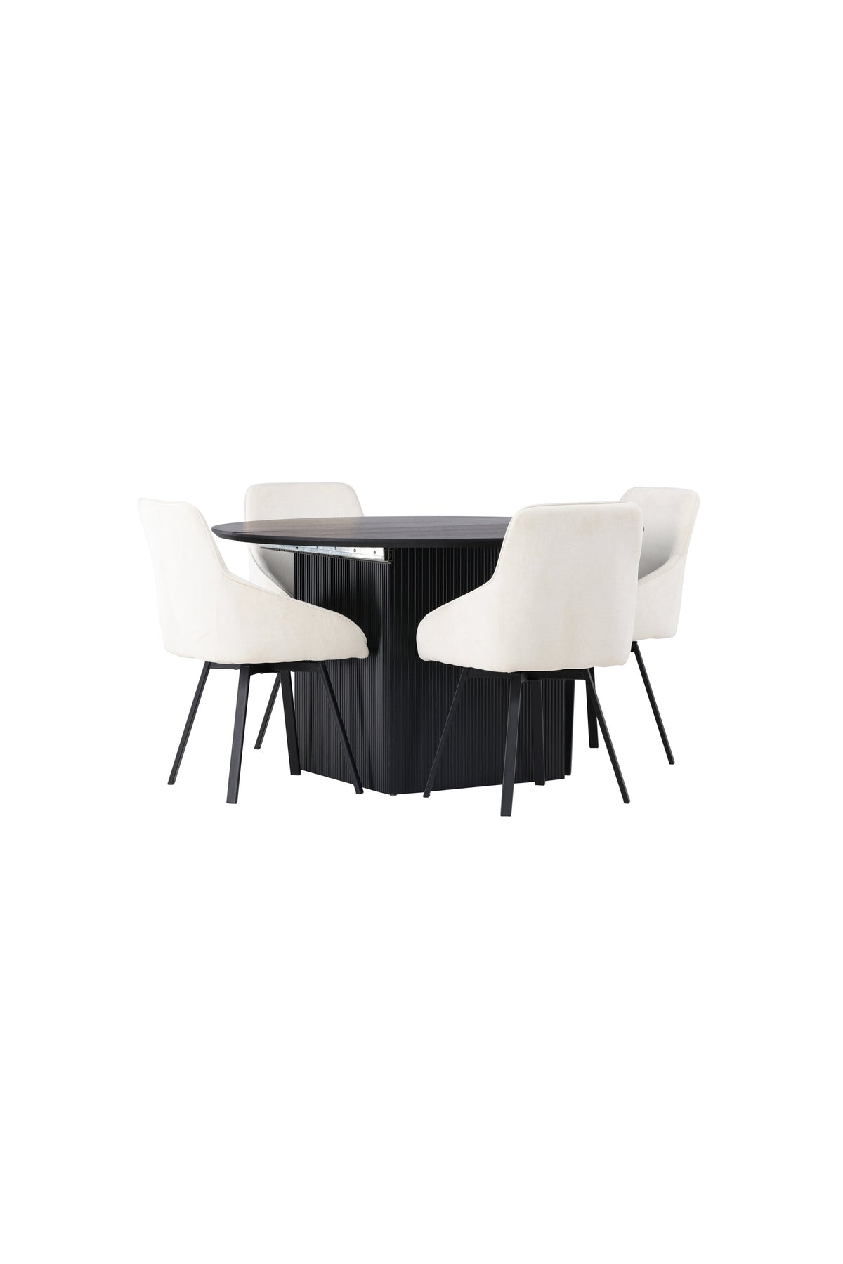 Matilda Esszimmerset + Rosie ⌀130cm/4St. in Beige, Schwarz präsentiert im Onlineshop von KAQTU Design AG. Esszimmerset ist von Venture Home