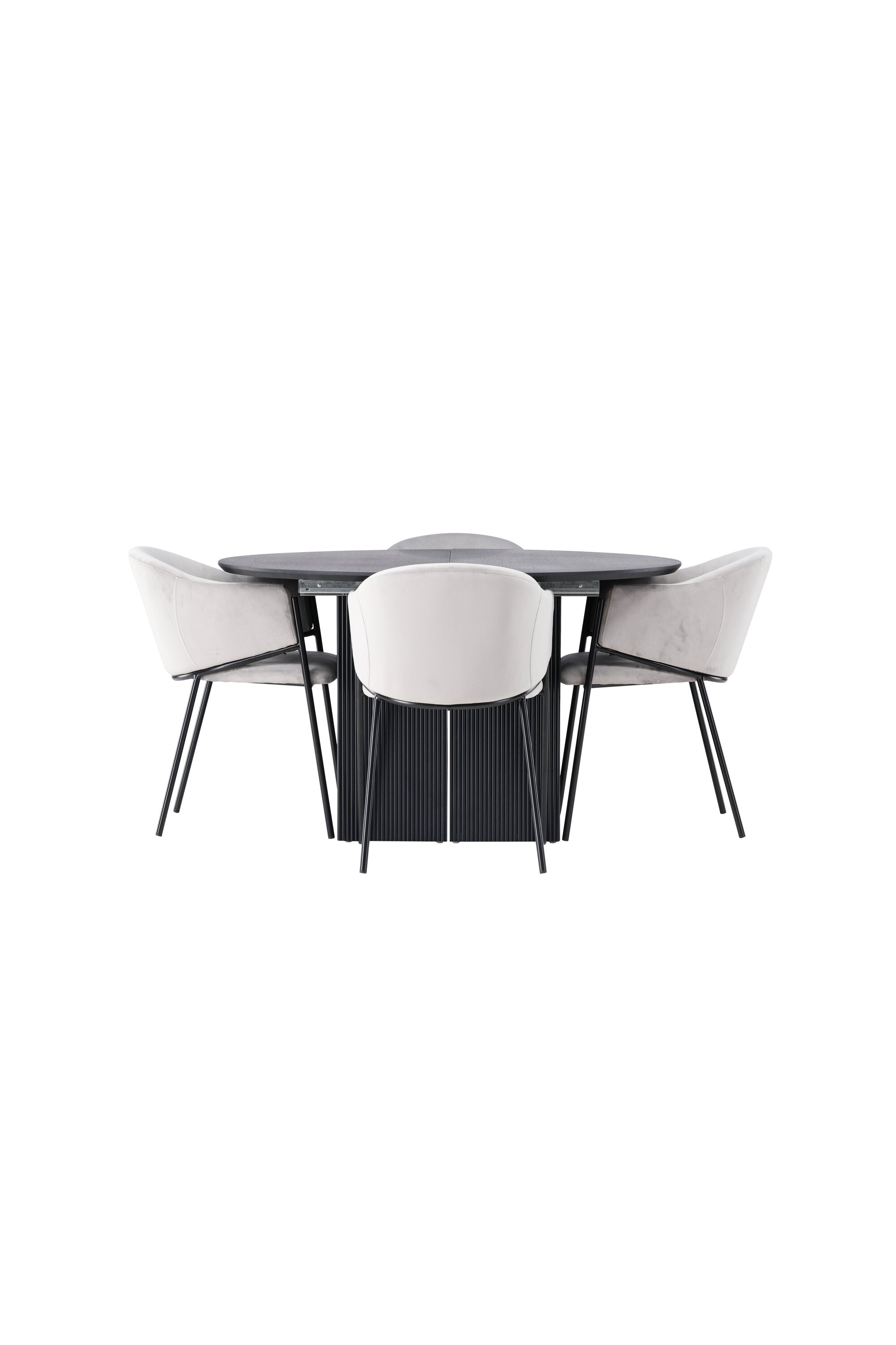 Matilda Esszimmerset + Evelina ⌀130cm/4St. in Schwarzgrau präsentiert im Onlineshop von KAQTU Design AG. Esszimmerset ist von Venture Home