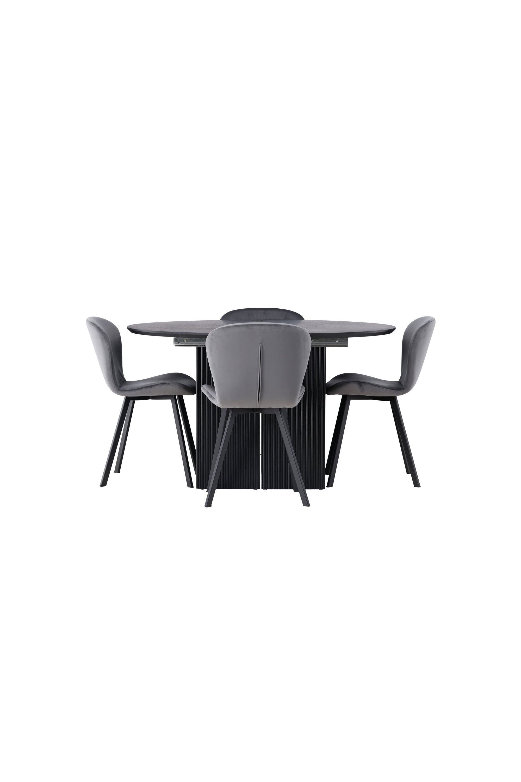 Matilda Esszimmerset + Lilja ⌀130cm/4St. in Schwarzgrau präsentiert im Onlineshop von KAQTU Design AG. Esszimmerset ist von Venture Home