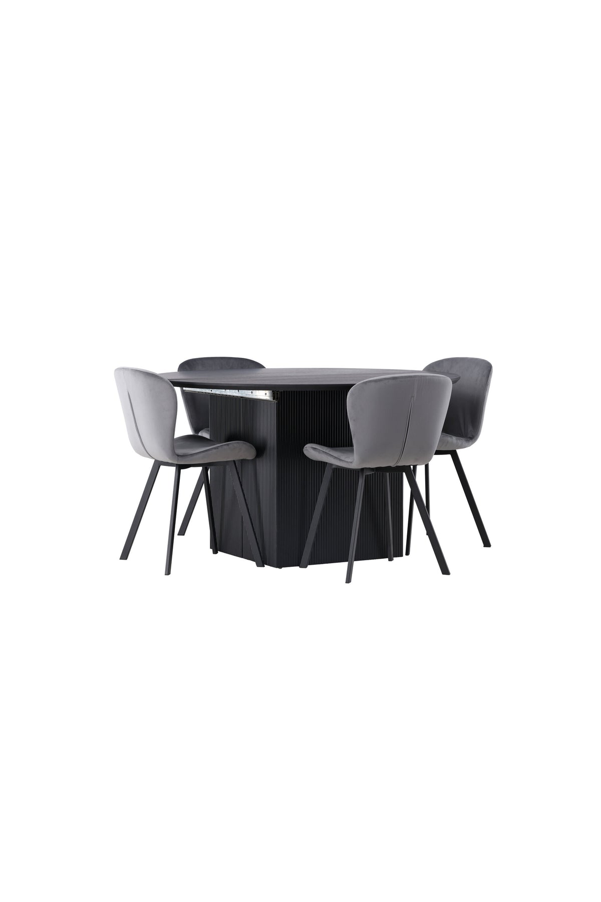 Matilda Esszimmerset + Lilja ⌀130cm/4St. in Schwarzgrau präsentiert im Onlineshop von KAQTU Design AG. Esszimmerset ist von Venture Home