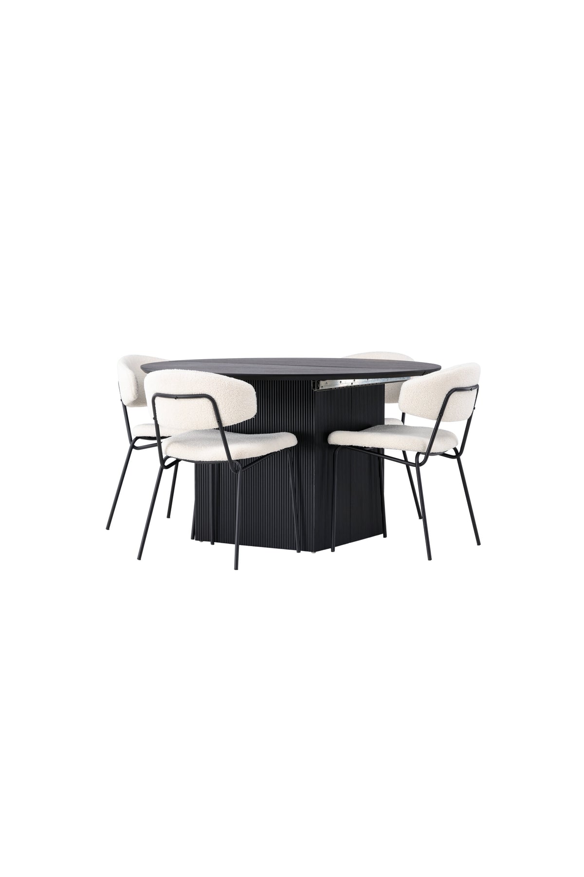 Matilda Esszimmerset + Chico ⌀130cm/4St. in Weiss präsentiert im Onlineshop von KAQTU Design AG. Esszimmerset ist von Venture Home