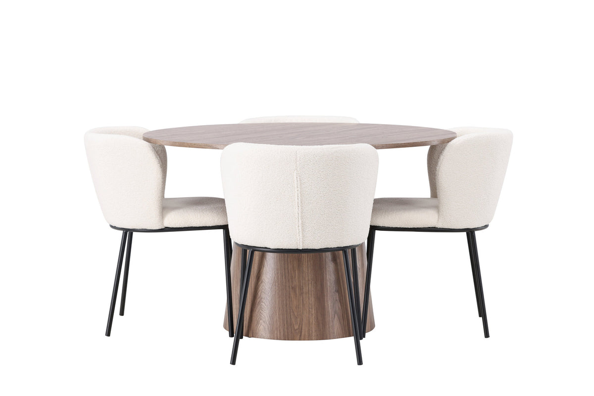 Lanzo Esszimmerset + Edina ⌀120cm/4St. in Schwarz-Weiss präsentiert im Onlineshop von KAQTU Design AG. Esszimmerset ist von Venture Home