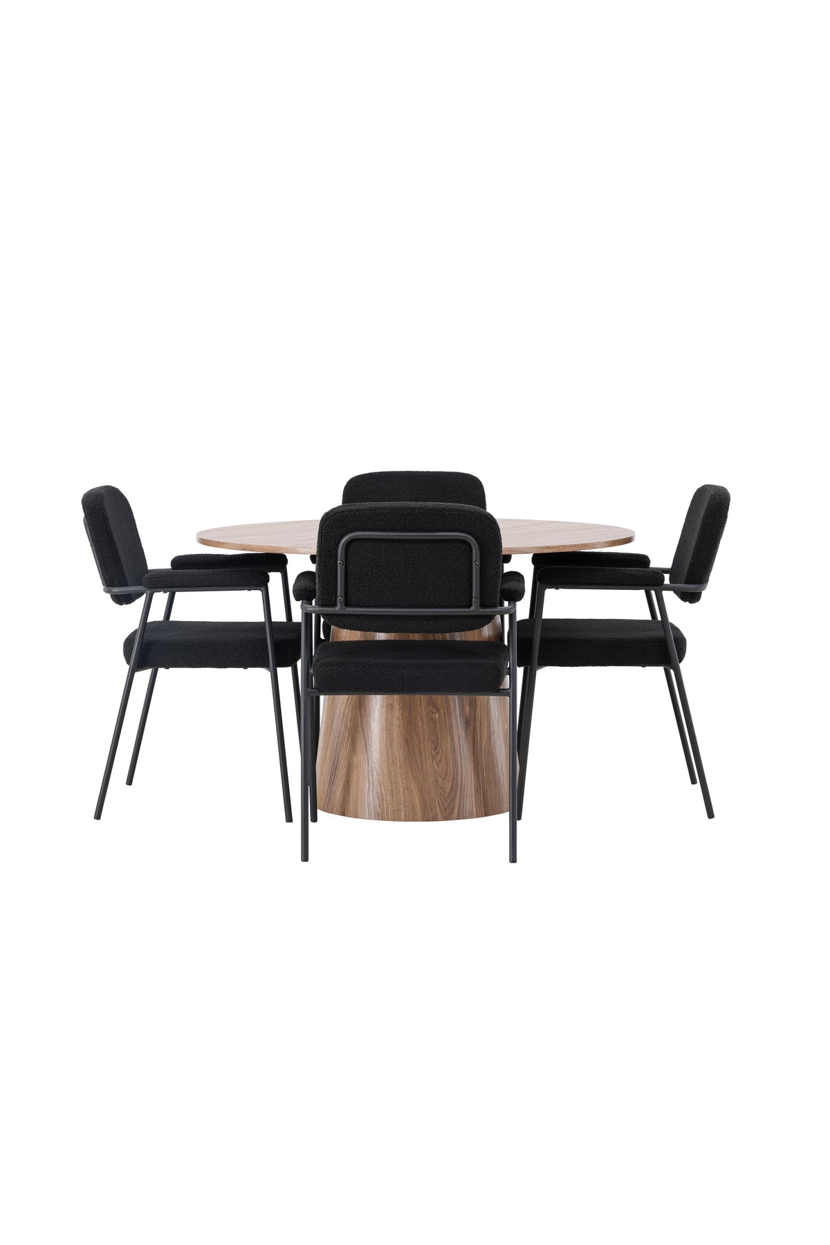 Lanzo Esszimmerset + Yesterday ⌀120cm/4St. in Natur / Schwarz präsentiert im Onlineshop von KAQTU Design AG. Esszimmerset ist von Venture Home
