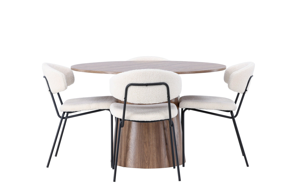 Lanzo Esszimmerset + Chico ⌀120cm/4St. in Natur / Weiss präsentiert im Onlineshop von KAQTU Design AG. Esszimmerset ist von Venture Home