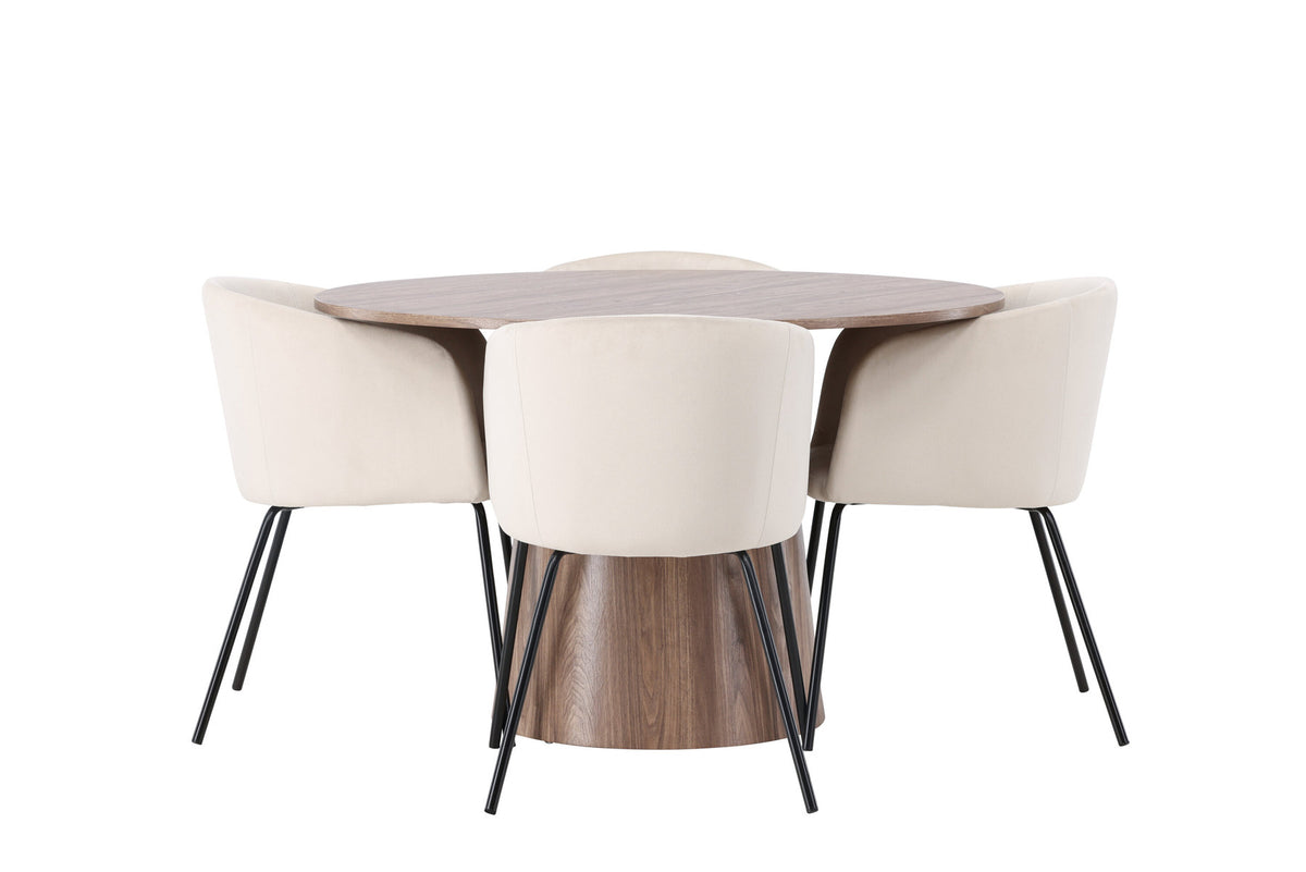 Lanzo Esszimmerset + Berit ⌀120cm/4St. in Beige / Schwarz präsentiert im Onlineshop von KAQTU Design AG. Esszimmerset ist von Venture Home