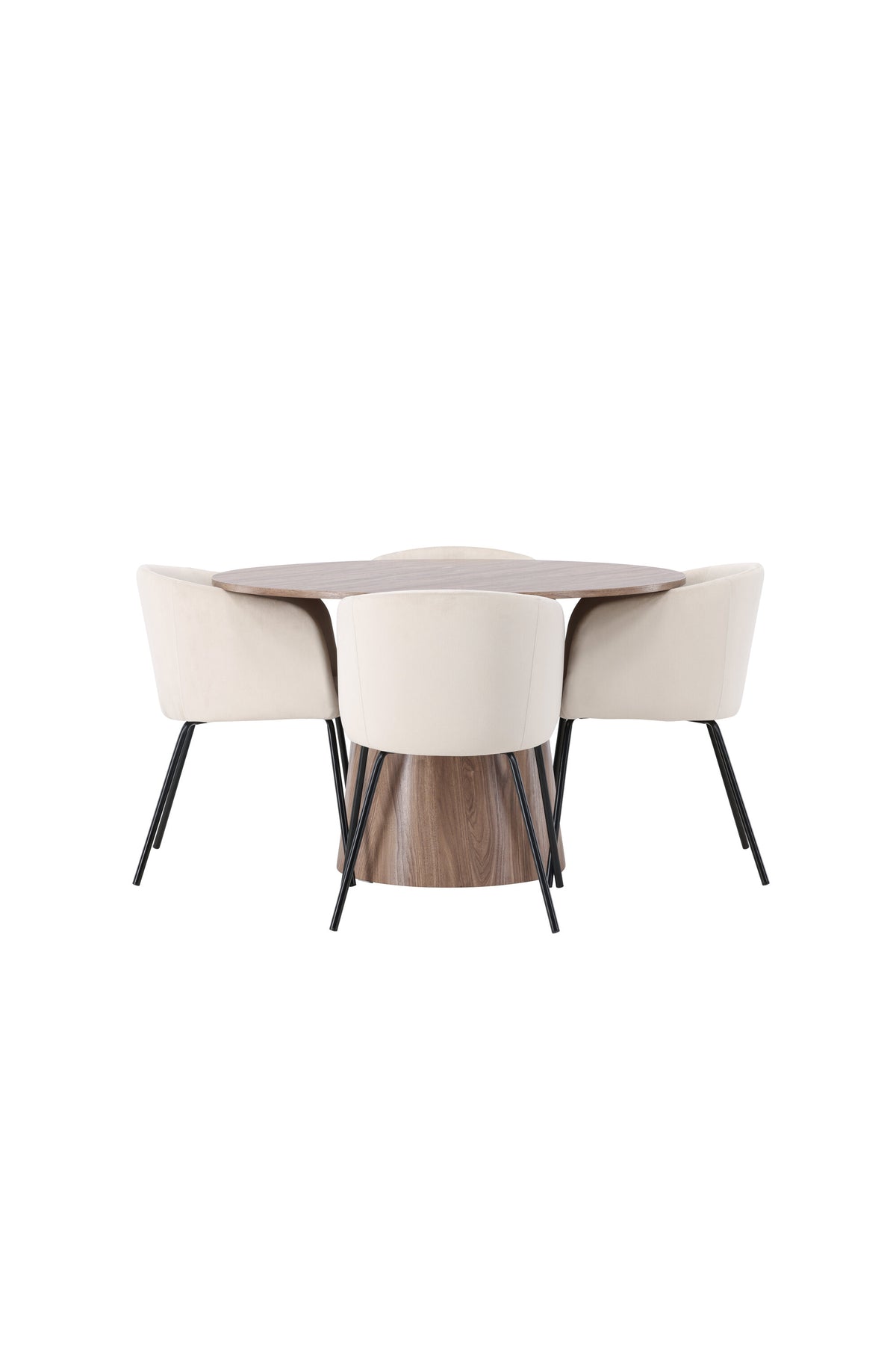 Lanzo Esszimmerset + Berit ⌀120cm/4St. in Beige / Schwarz präsentiert im Onlineshop von KAQTU Design AG. Esszimmerset ist von Venture Home