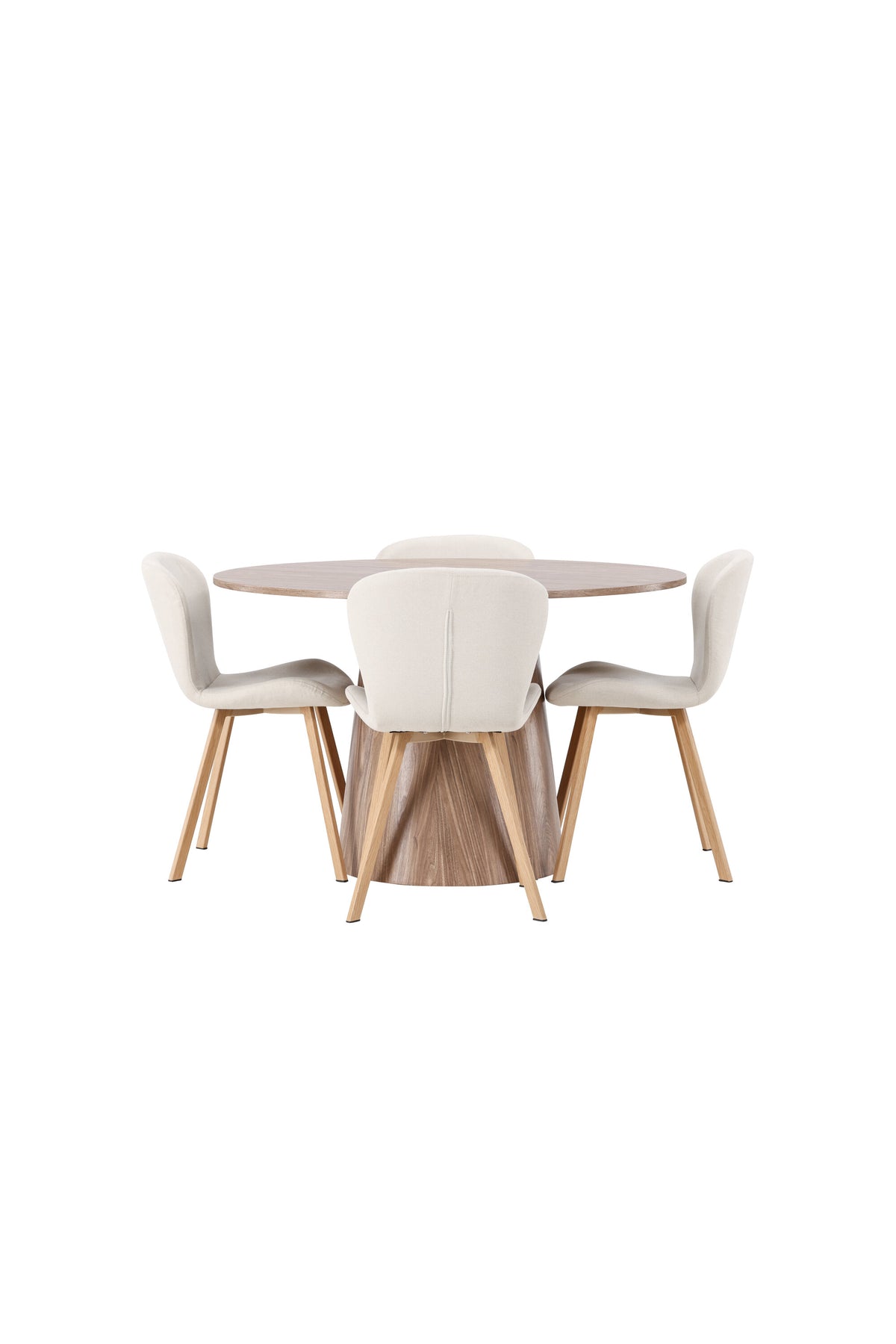 Lanzo Esszimmerset + Lilja ⌀120cm/4St. in Beige, Natur präsentiert im Onlineshop von KAQTU Design AG. Esszimmerset ist von Venture Home