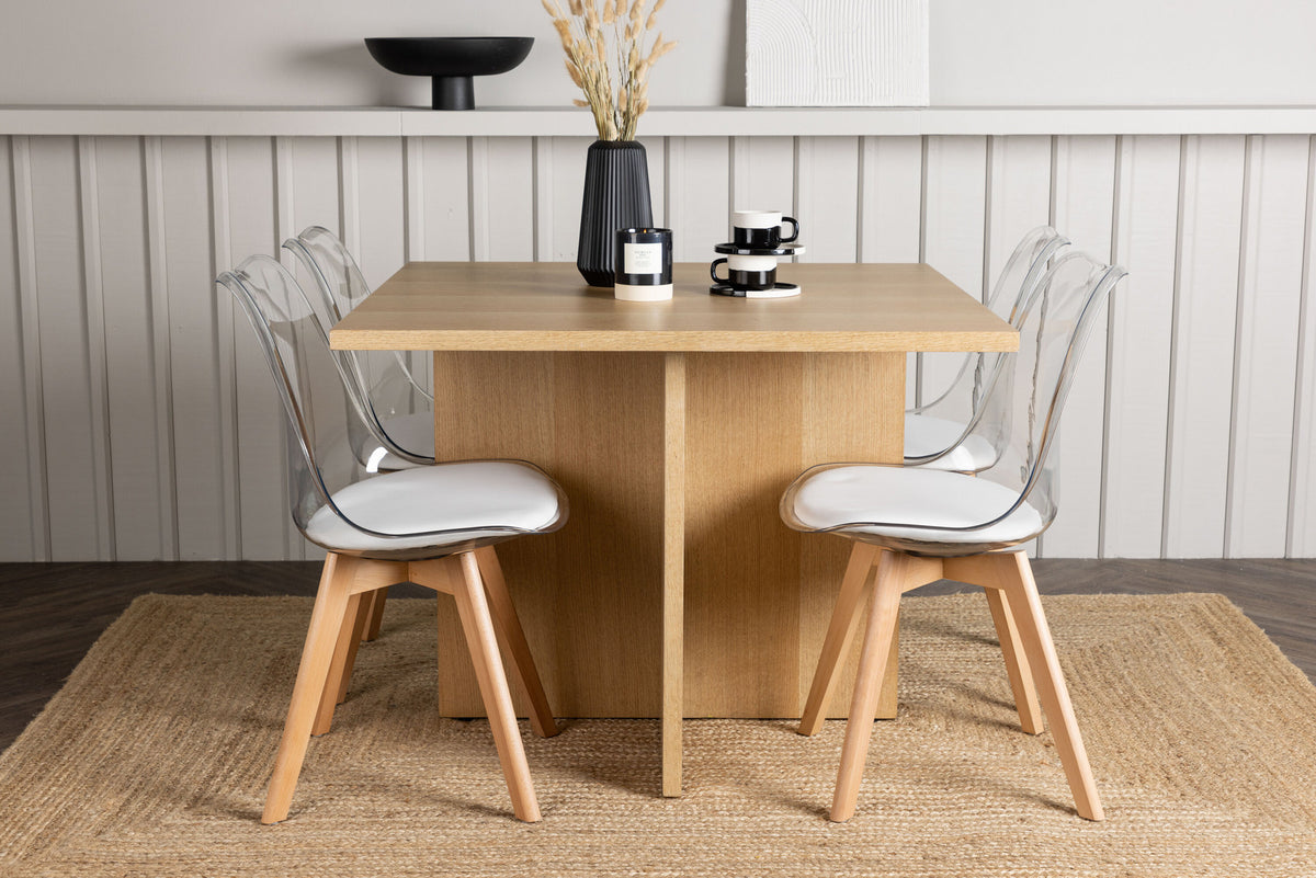 Leo Esszimmerset + Edvin 100cm/4St. in Natur,Transparent,Weiss präsentiert im Onlineshop von KAQTU Design AG. Esszimmerset ist von Venture Home