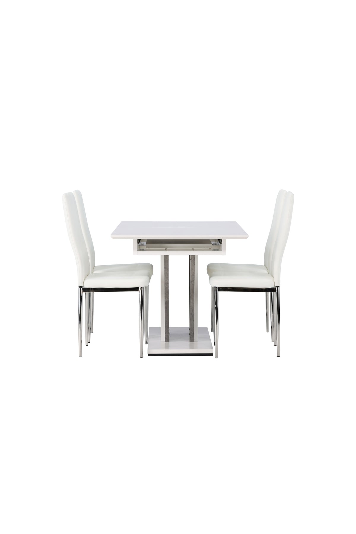 Disa Esszimmerset ausziehbar + Pastill 120cm/4St. in Silber Weiss präsentiert im Onlineshop von KAQTU Design AG. Esszimmerset ist von Venture Home