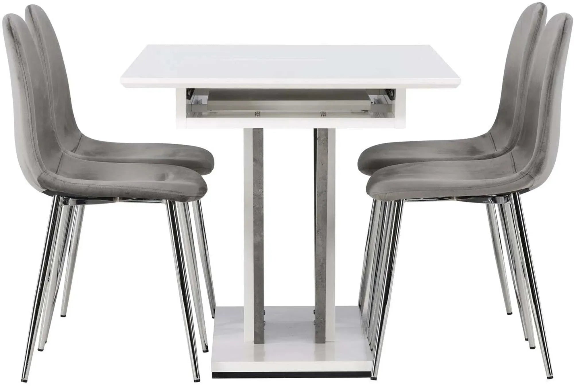 Venture Home Disa Set: Ausziehbarer Tisch mit 4 eleganten Stühlen.