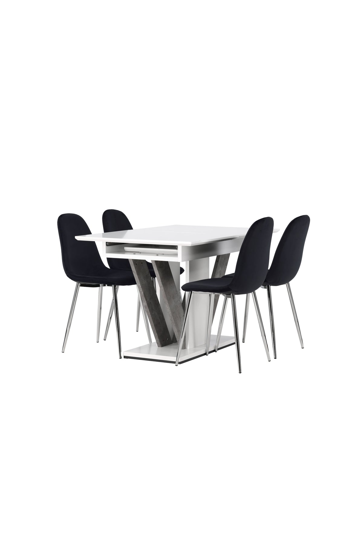 Disa Esszimmerset ausziehbar + Polar 120cm/4St. in Schwarzes Silber präsentiert im Onlineshop von KAQTU Design AG. Esszimmerset ist von Venture Home