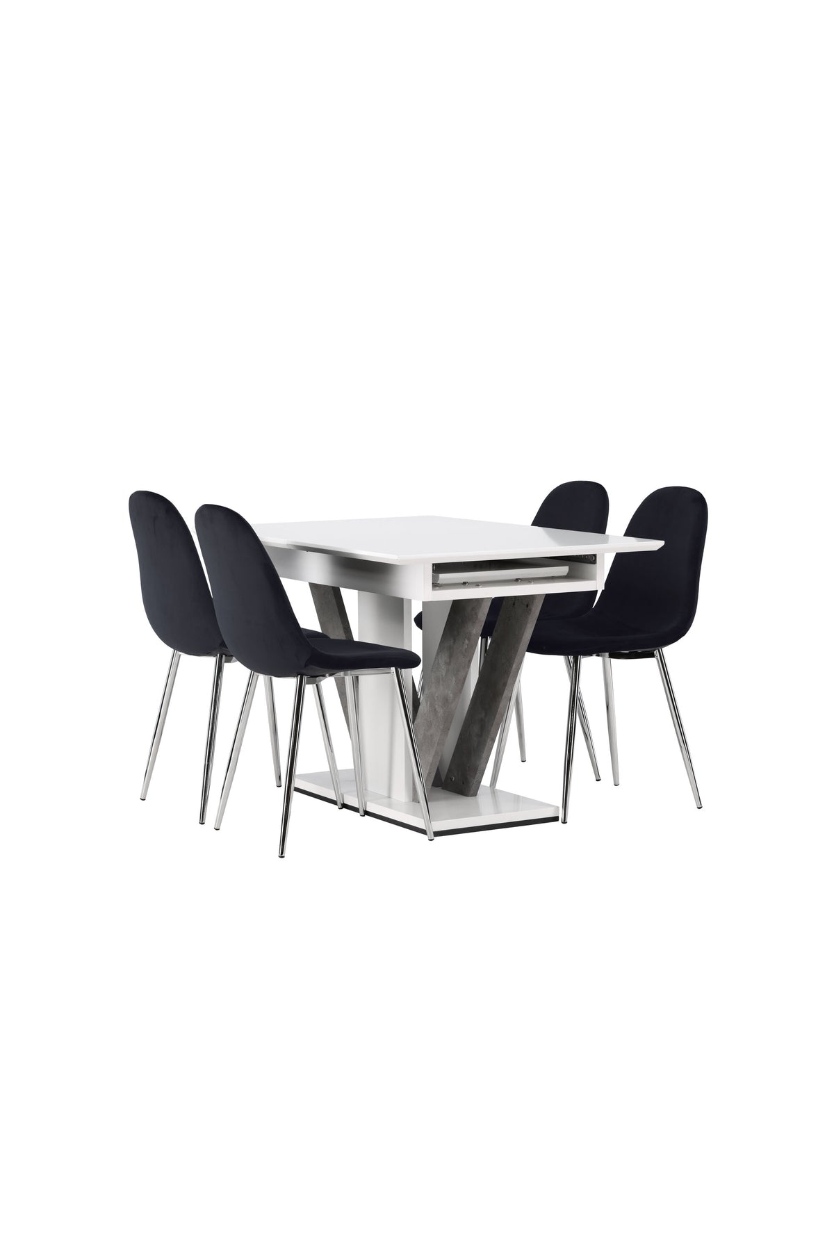 Disa Esszimmerset ausziehbar + Polar 120cm/4St. in Schwarzes Silber präsentiert im Onlineshop von KAQTU Design AG. Esszimmerset ist von Venture Home
