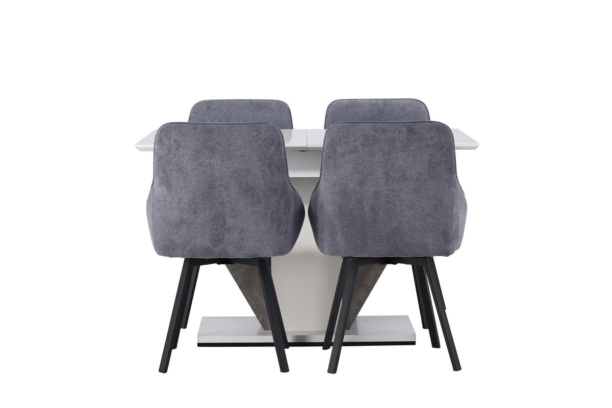 Esszimmer Set Disa mit Stühlen Rosie in Weiss/Schwarz/Grau präsentiert im Onlineshop von KAQTU Design AG. Esszimmerset ist von Venture Home