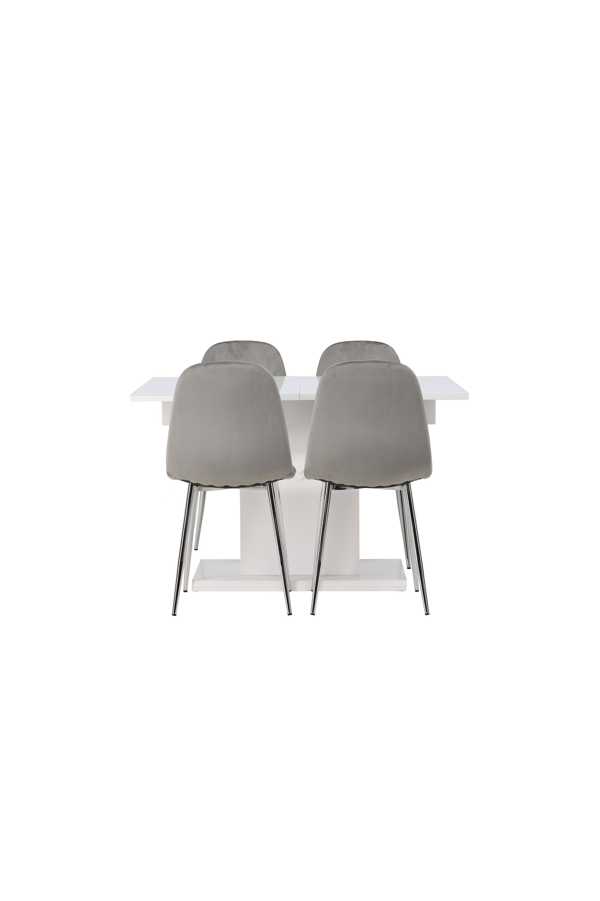 Pluto Esszimmerset ausziehbar + Eva 120cm/4St. in Hellgrau, Silber präsentiert im Onlineshop von KAQTU Design AG. Esszimmerset ist von Venture Home