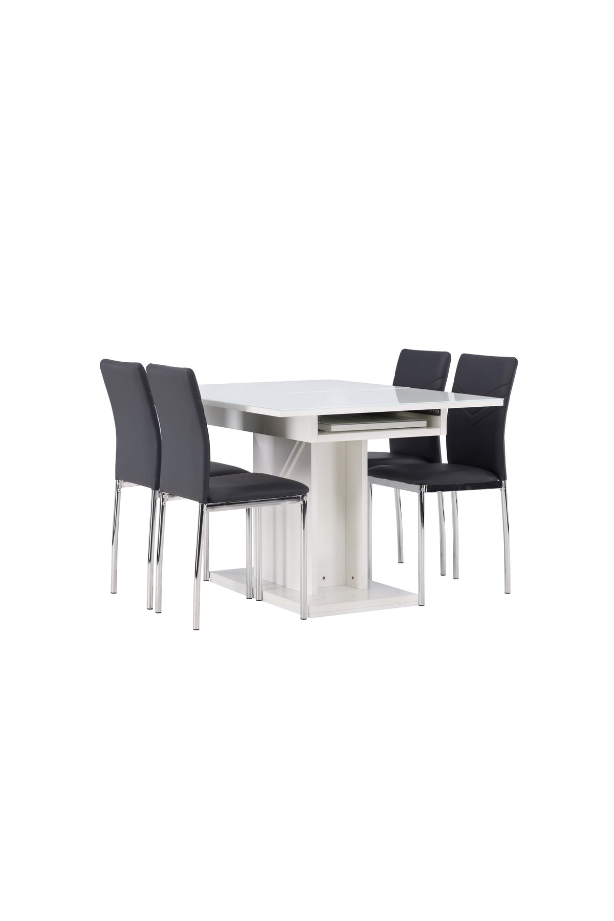 Pluto Esszimmerset ausziehbar + Lily 120cm/4St. in Schwarzes Silber präsentiert im Onlineshop von KAQTU Design AG. Esszimmerset ist von Venture Home