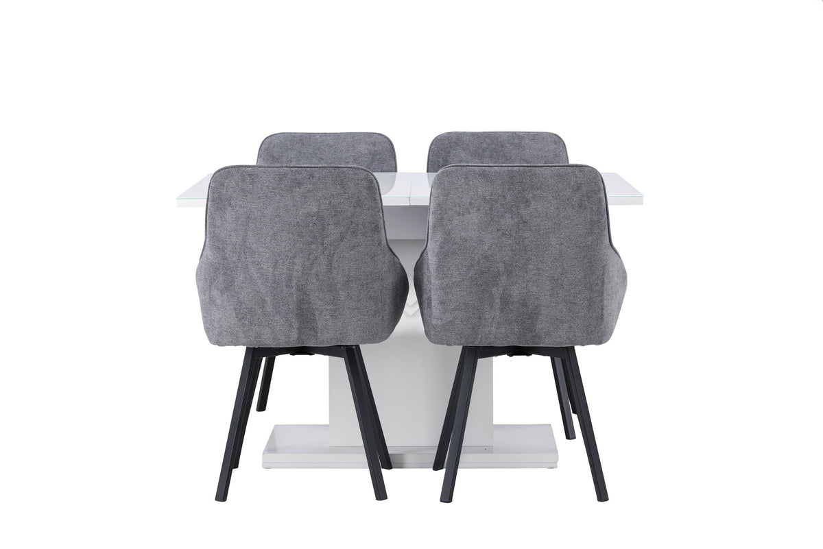 Pluto Esszimmerset ausziehbar + Rosie 120cm/4St. in Schwarzgrau präsentiert im Onlineshop von KAQTU Design AG. Esszimmerset ist von Venture Home