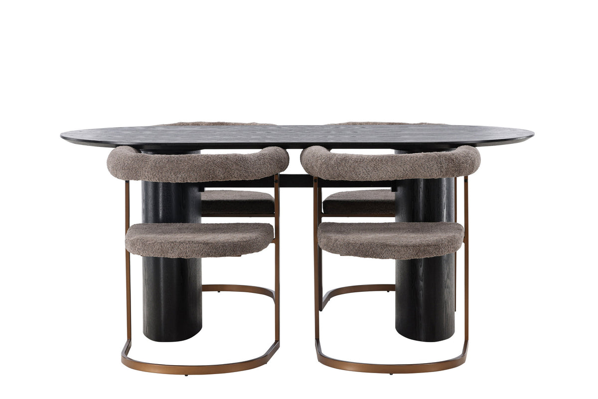 Isolde Esszimmerset + Morning 180cm/4St. in Braun-grau präsentiert im Onlineshop von KAQTU Design AG. Esszimmerset ist von Venture Home