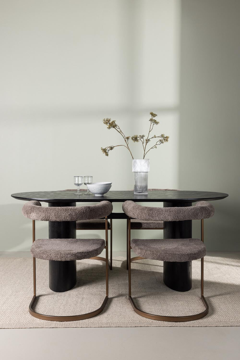 Isolde Esszimmerset + Morning 180cm/4St. in Braun-grau präsentiert im Onlineshop von KAQTU Design AG. Esszimmerset ist von Venture Home