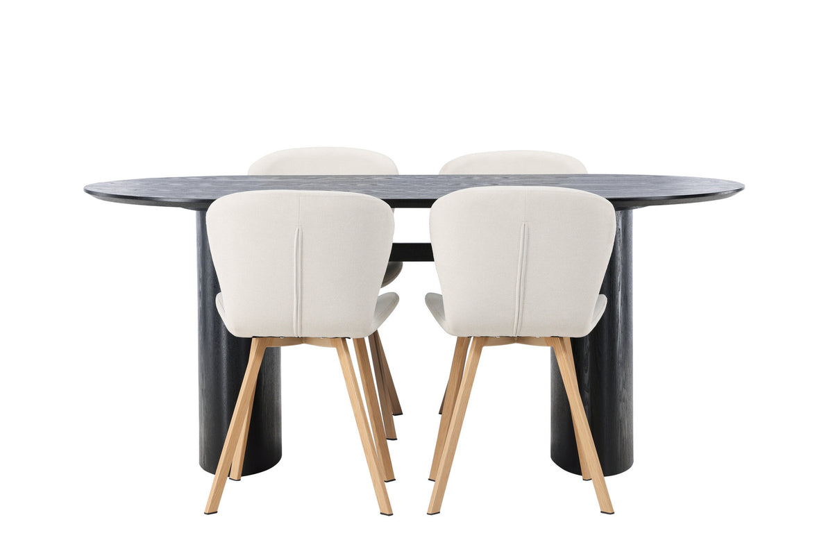Isolde Esszimmerset + Lilja 180cm/4St. in Beige, Natur präsentiert im Onlineshop von KAQTU Design AG. Esszimmerset ist von Venture Home