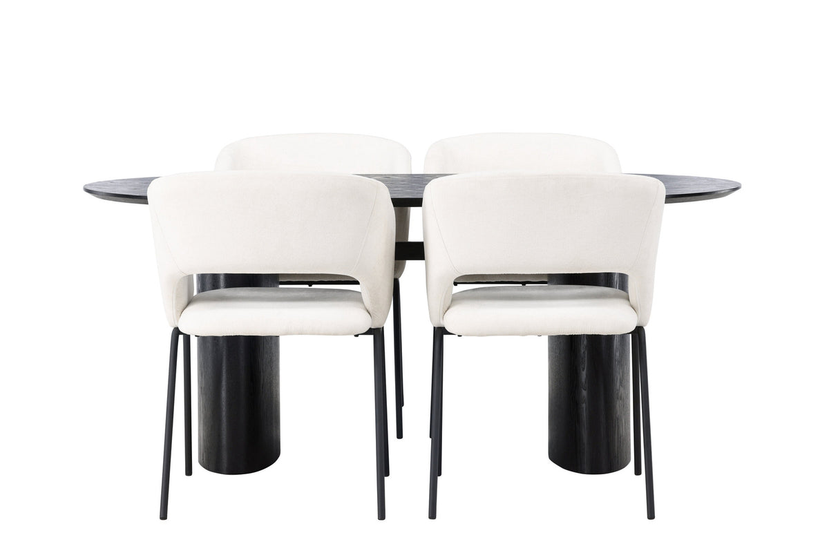Isolde Esszimmerset + Day 180cm/4St. in Schwarz / gebrochenes Weiss präsentiert im Onlineshop von KAQTU Design AG. Esszimmerset ist von Venture Home