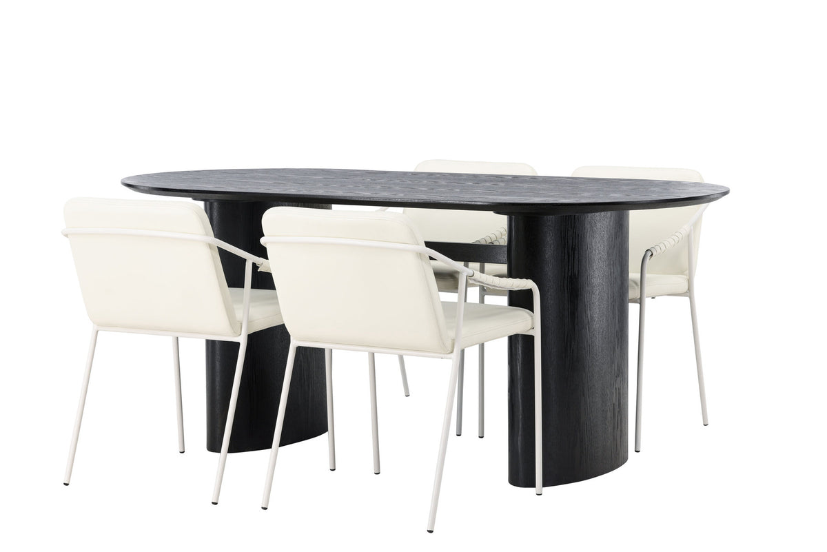 Isolde Esszimmerset + Tvist 180cm/4St. in Beige präsentiert im Onlineshop von KAQTU Design AG. Esszimmerset ist von Venture Home