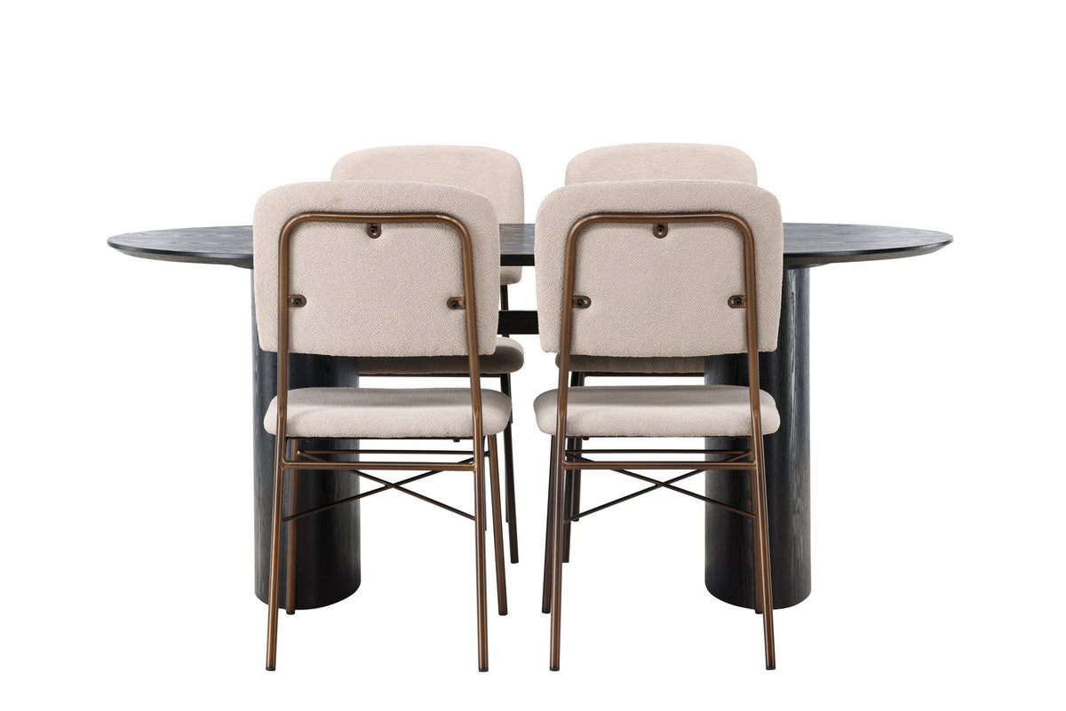 Isolde Esszimmerset + Seda 180cm/4St. in Beige, Braun präsentiert im Onlineshop von KAQTU Design AG. Esszimmerset ist von Venture Home