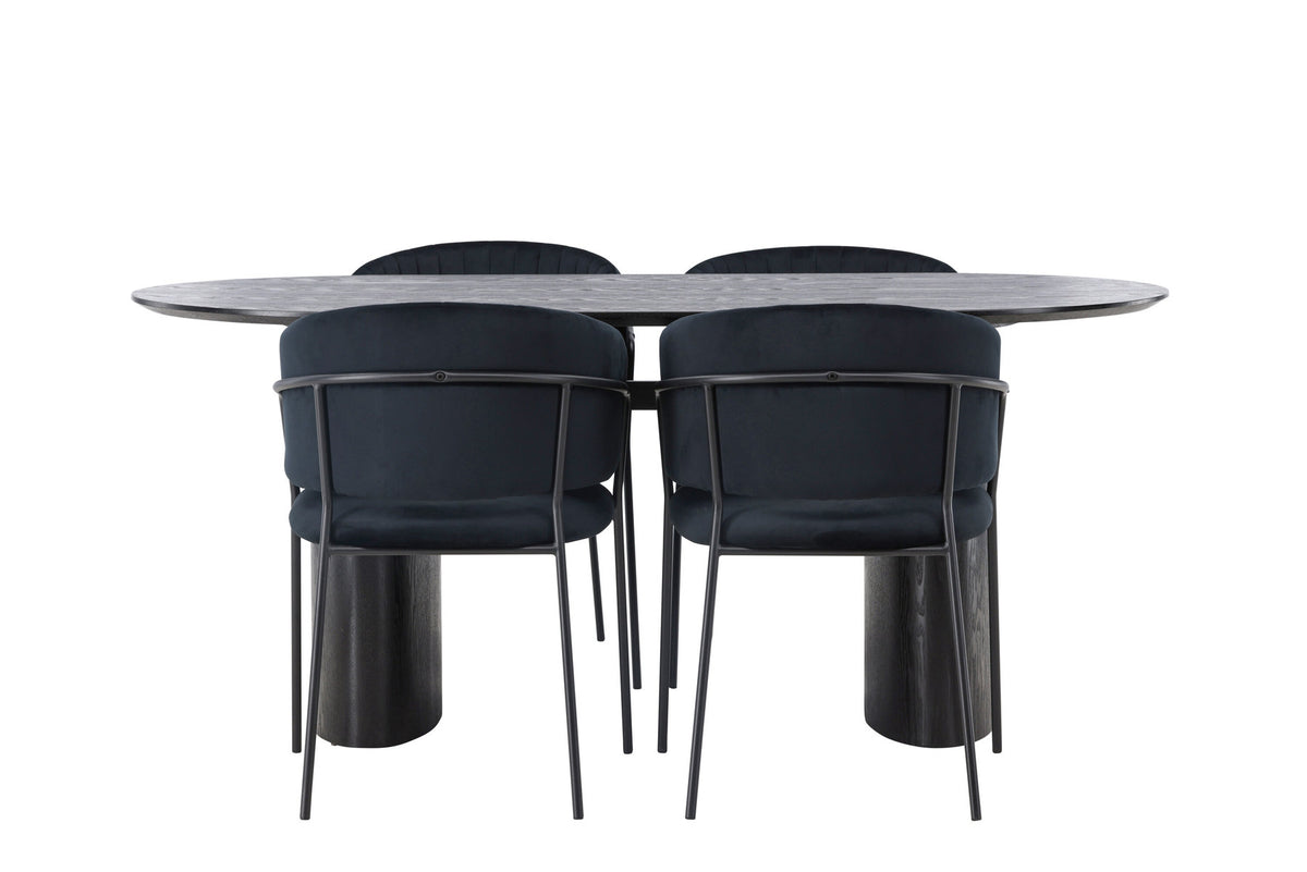 Isolde Esszimmerset + Selma 180cm/4St. in Schwarz präsentiert im Onlineshop von KAQTU Design AG. Esszimmerset ist von Venture Home