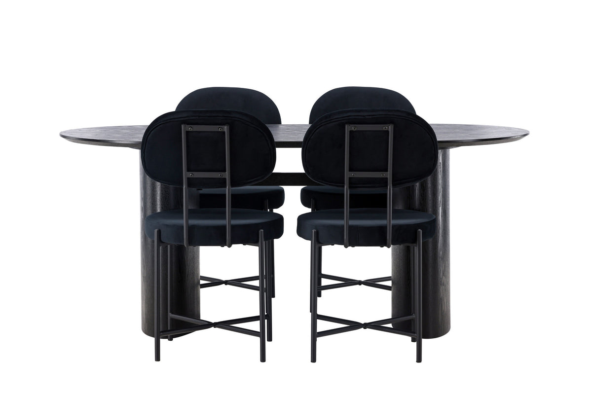 Isolde Esszimmerset + Stella 180cm/4St. in Schwarz präsentiert im Onlineshop von KAQTU Design AG. Esszimmerset ist von Venture Home