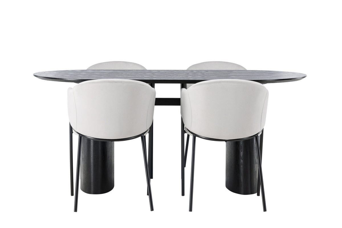 Isolde Esszimmerset + Evelina 180cm/4St. in Schwarzgrau präsentiert im Onlineshop von KAQTU Design AG. Esszimmerset ist von Venture Home