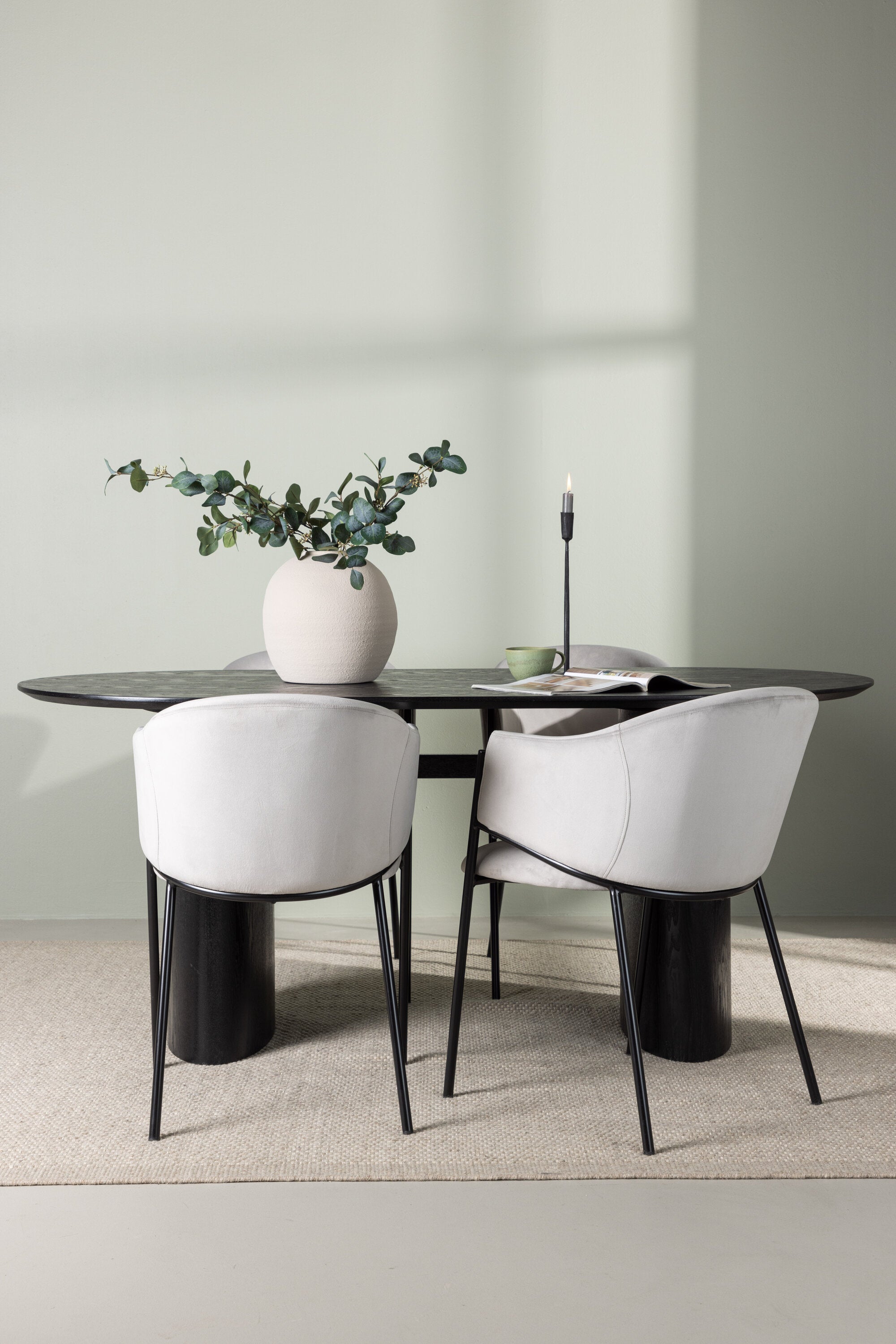 Isolde Esszimmerset + Evelina 180cm/4St. in Schwarzgrau präsentiert im Onlineshop von KAQTU Design AG. Esszimmerset ist von Venture Home