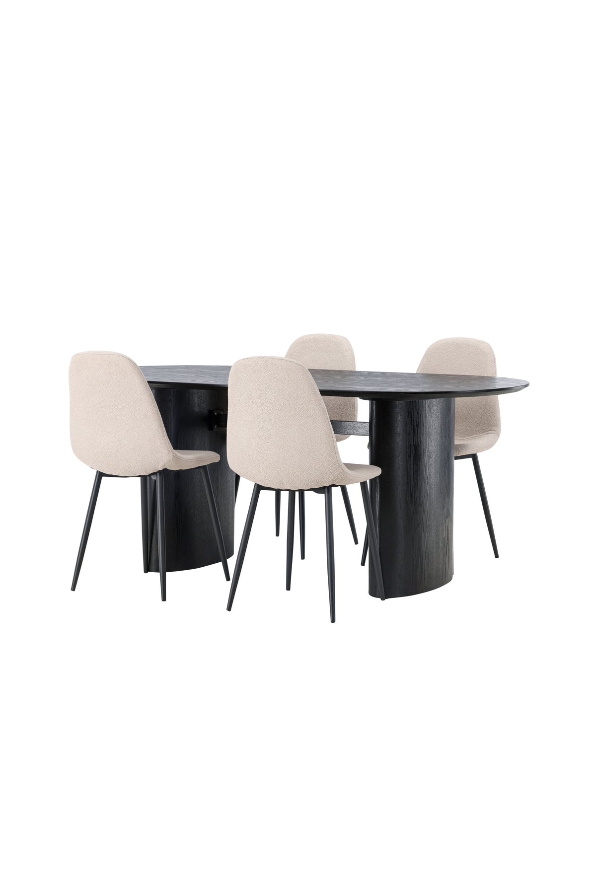 Isolde Esszimmerset + Polar 180cm/4St. in Beige, Schwarz präsentiert im Onlineshop von KAQTU Design AG. Esszimmerset ist von Venture Home