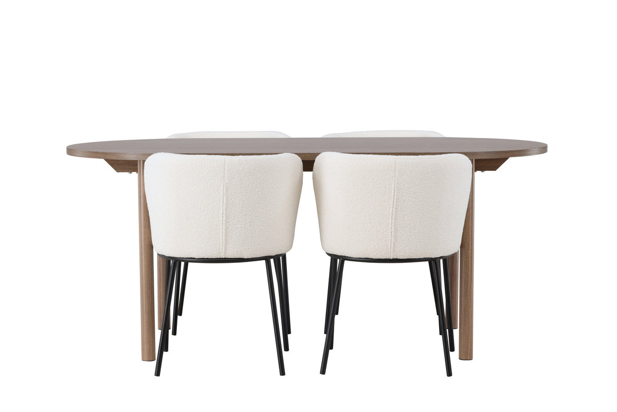 Andy Esszimmerset + Edina 180cm/4St. in Schwarz-Weiss präsentiert im Onlineshop von KAQTU Design AG. Esszimmerset ist von Venture Home