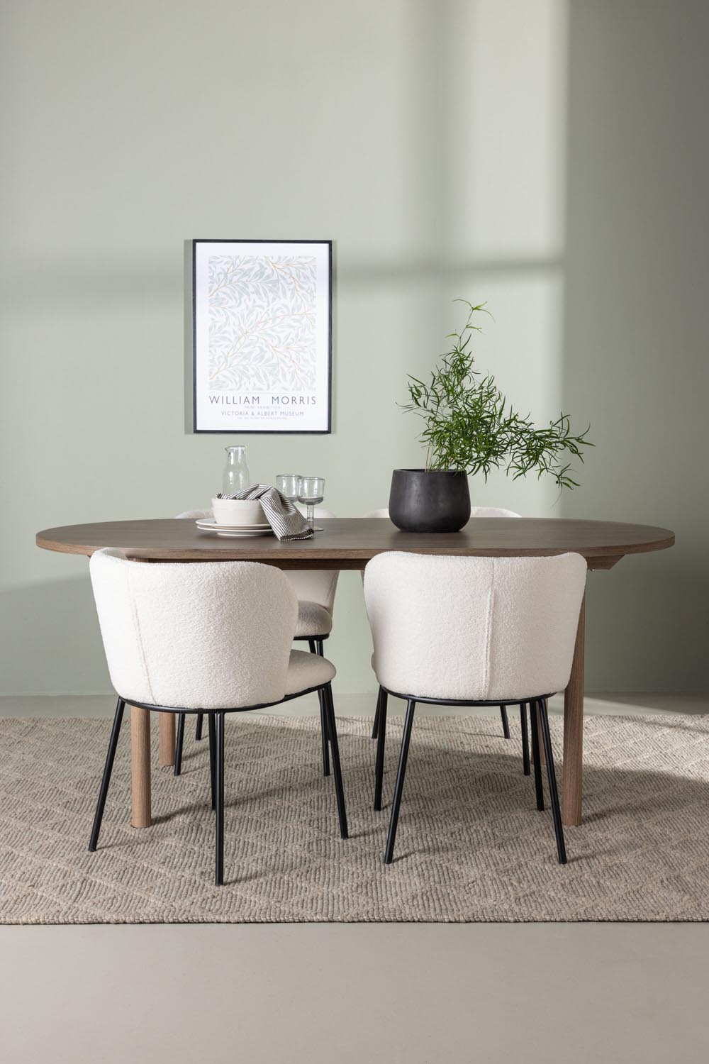 Andy Esszimmerset + Edina 180cm/4St. in Schwarz-Weiss präsentiert im Onlineshop von KAQTU Design AG. Esszimmerset ist von Venture Home